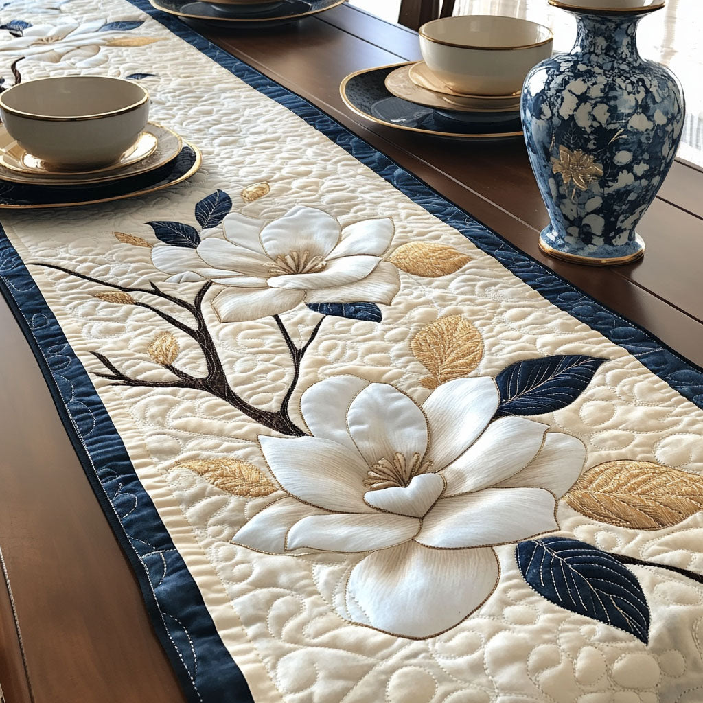 Magnolia Treasure Quilted Table Runner Dining Room Decor Ideas Christmas Floral Gifts