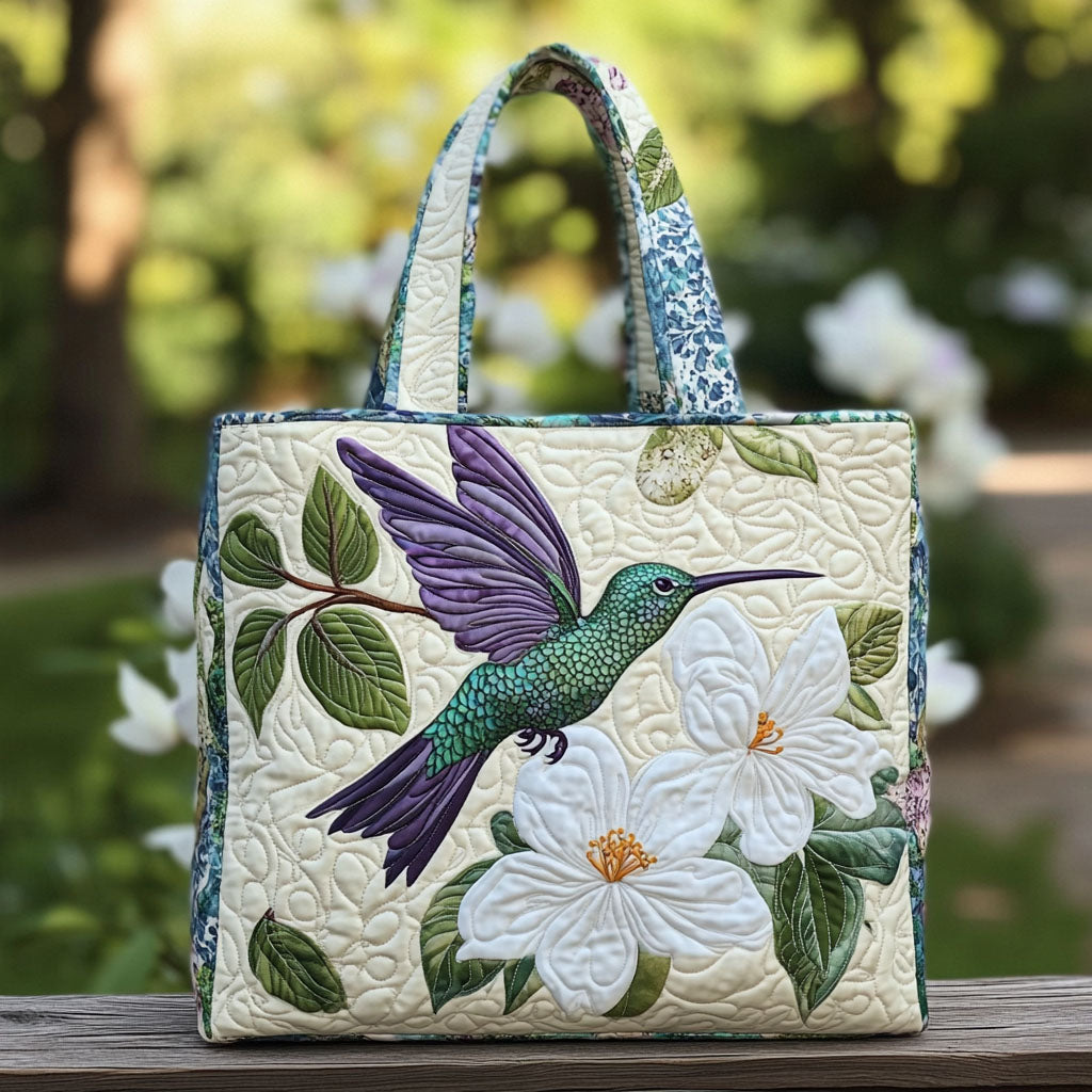 Magnolia Wings Quilted Tote Bag Unique Hummingbird Gifts