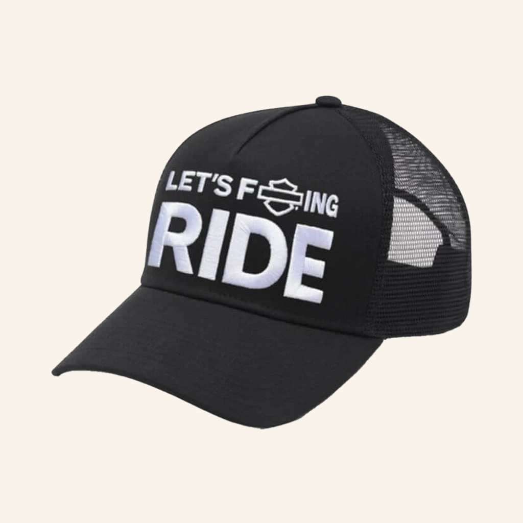 Maidstone HD Merch Harley Davidson Let's F Ride Trucker Hat Embroidered Gifts For Dudes