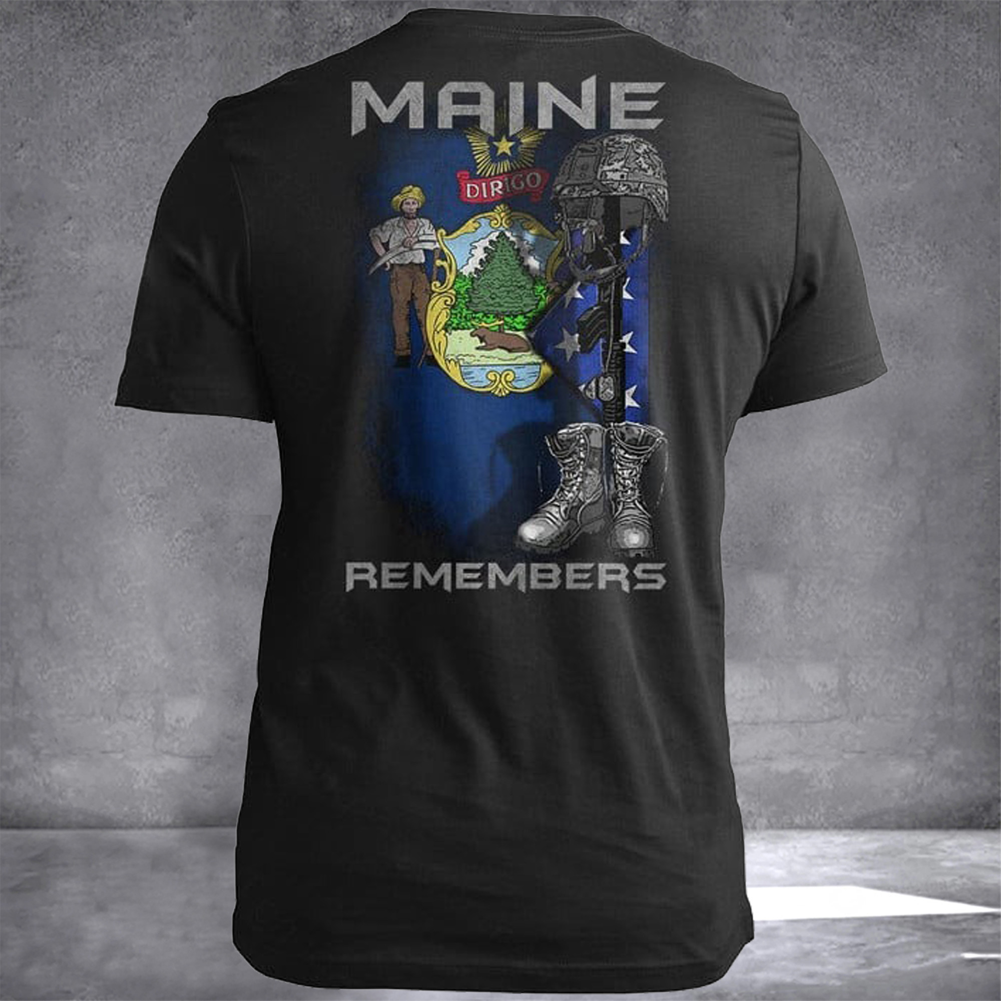Maine Remembers Maine T-Shirt Patriotic Shirt Designs Good Gifts For Veterans