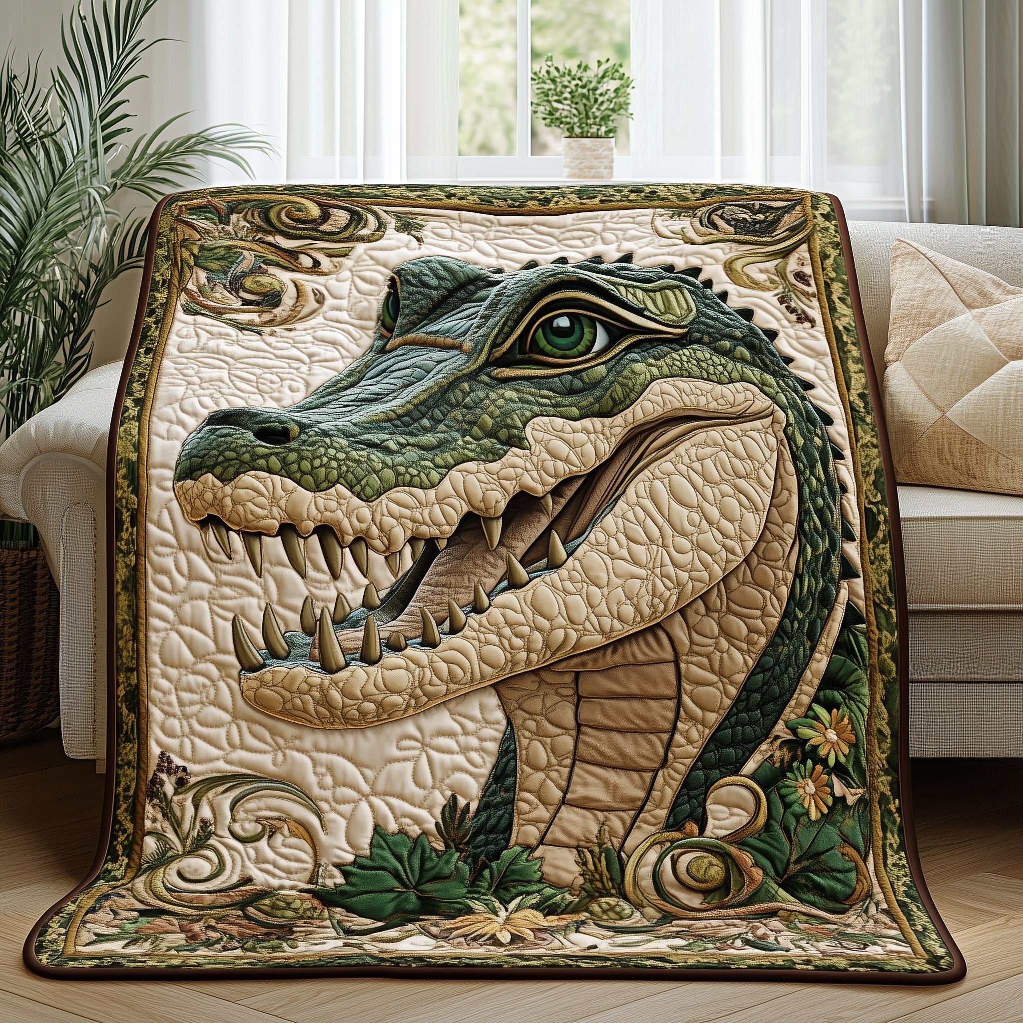Majestic Alligator Quilted Blanket Cute Soft BlanketGifts For Alligator Lovers