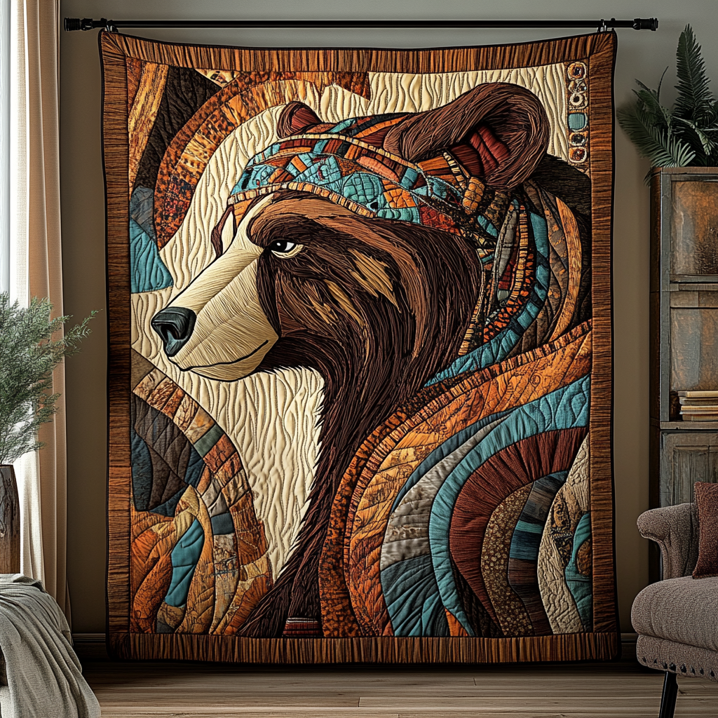 Majestic Bear Quilted Blanket Sofa Couch Throw Blanket Native American Dad Birthday Gifts