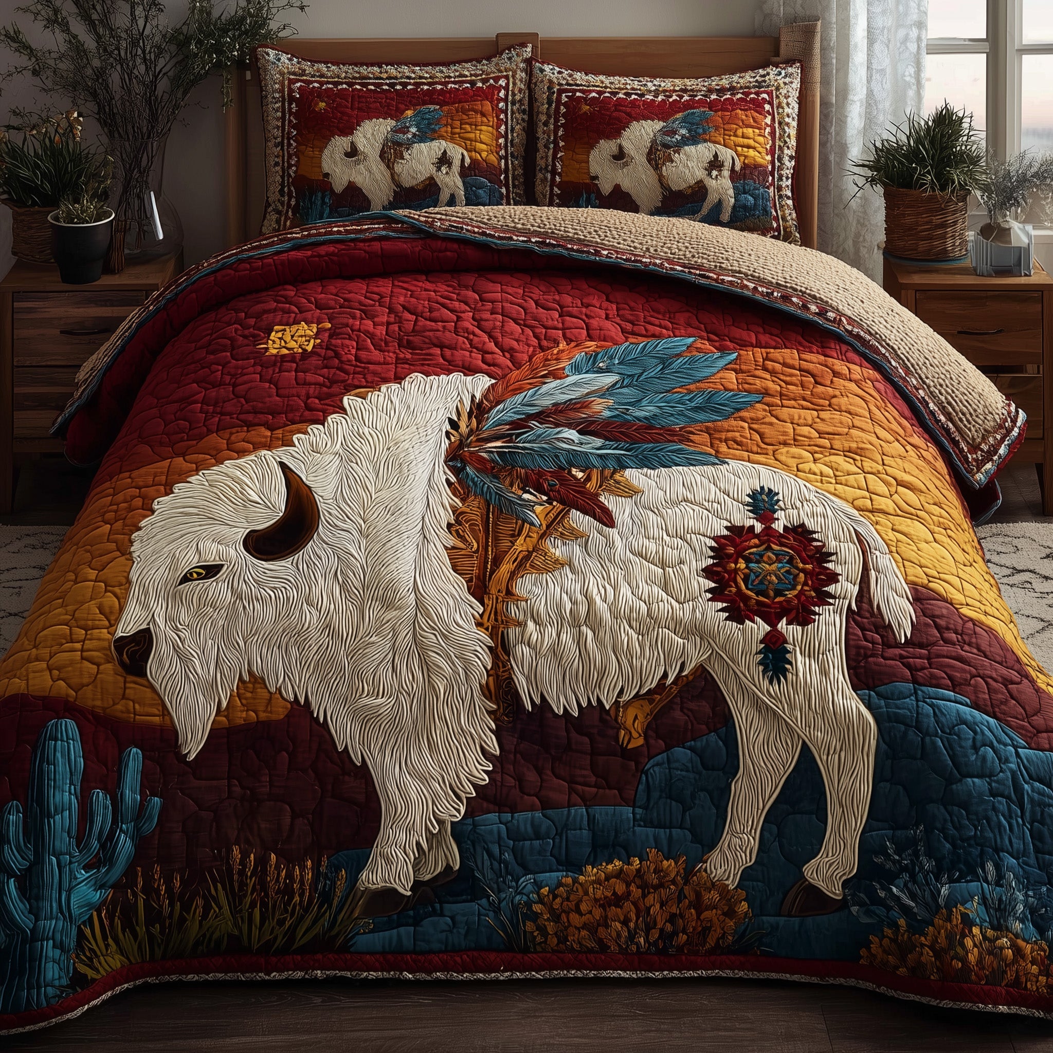 Majestic Bison Quilted Bedding Set Birthday Gift