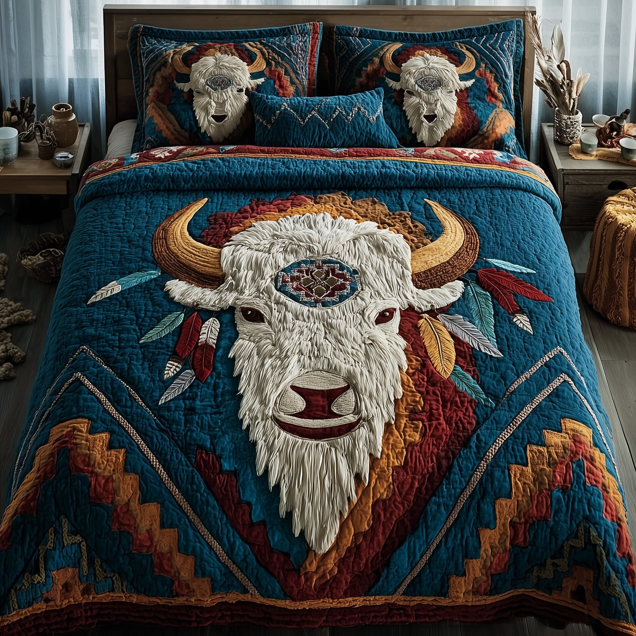 Majestic Bison Quilted Bedding Set Duvet Cover Bedspread Awesome Gifts For Bison Lovers