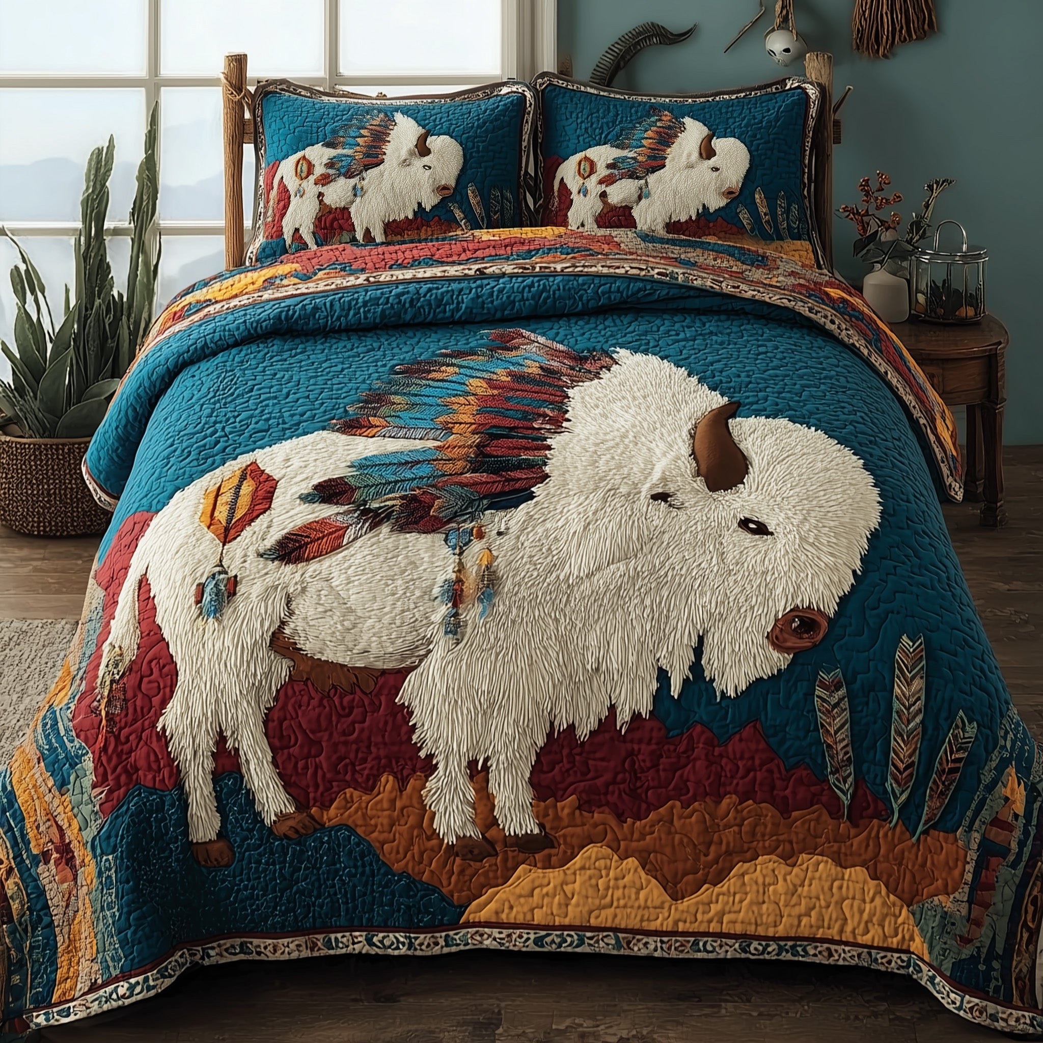 Majestic Bison Quilted Bedding Set For Kids