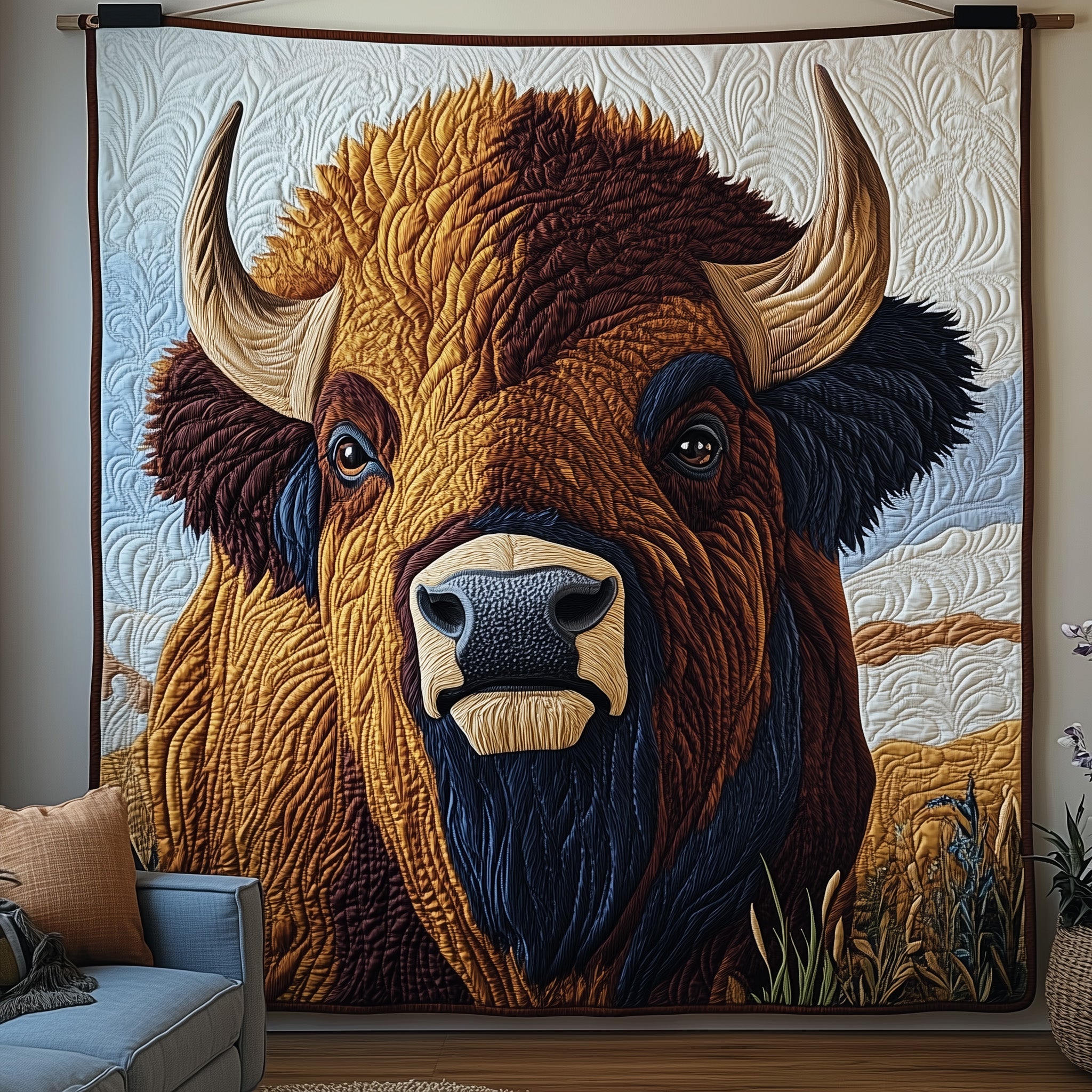Majestic Bison Quilted Blanket Cute Soft BlanketBuffalo Bison Merchandise