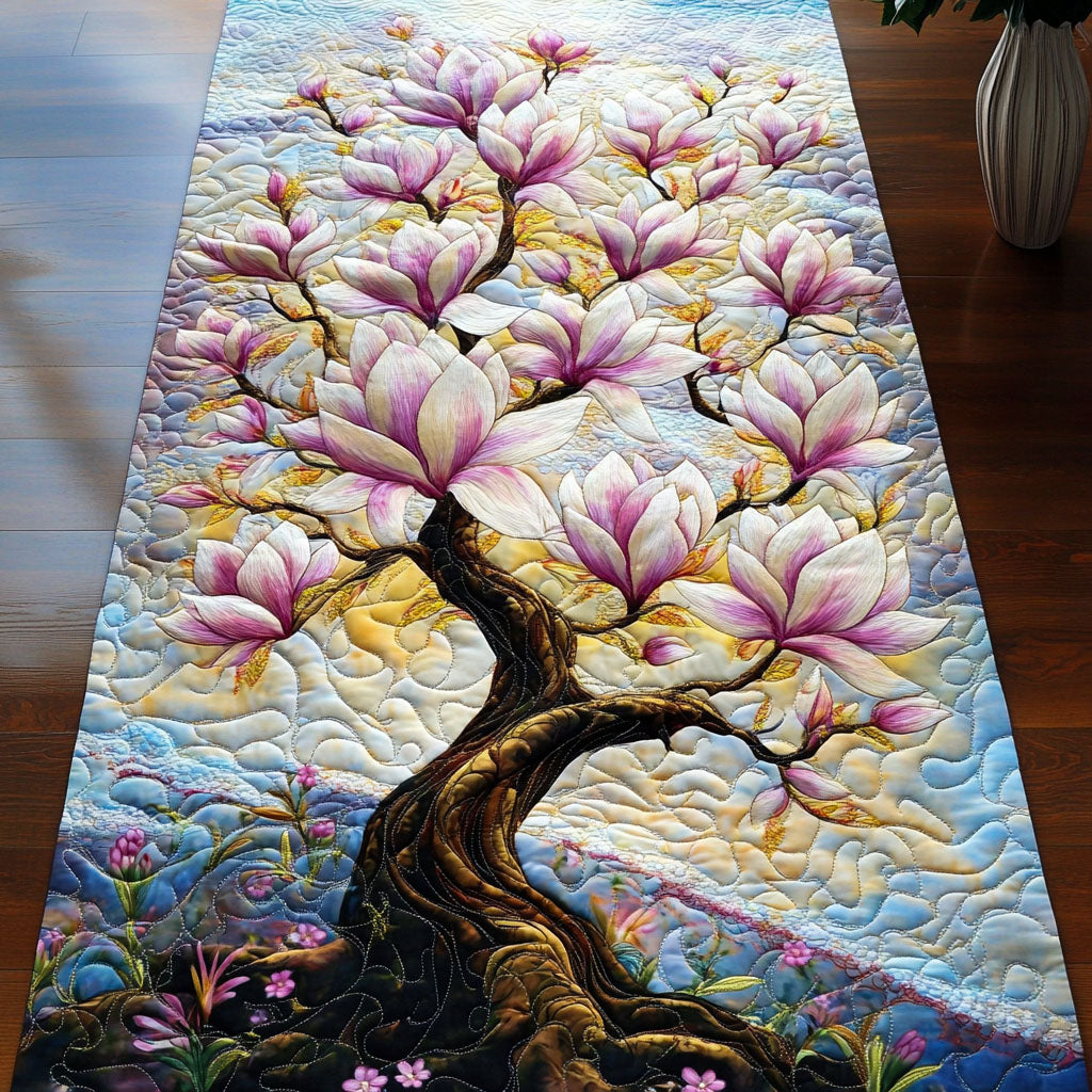 Majestic Bloom Quilted Table Runner Kitchen Table Decor Ideas Presents For Flower Lovers
