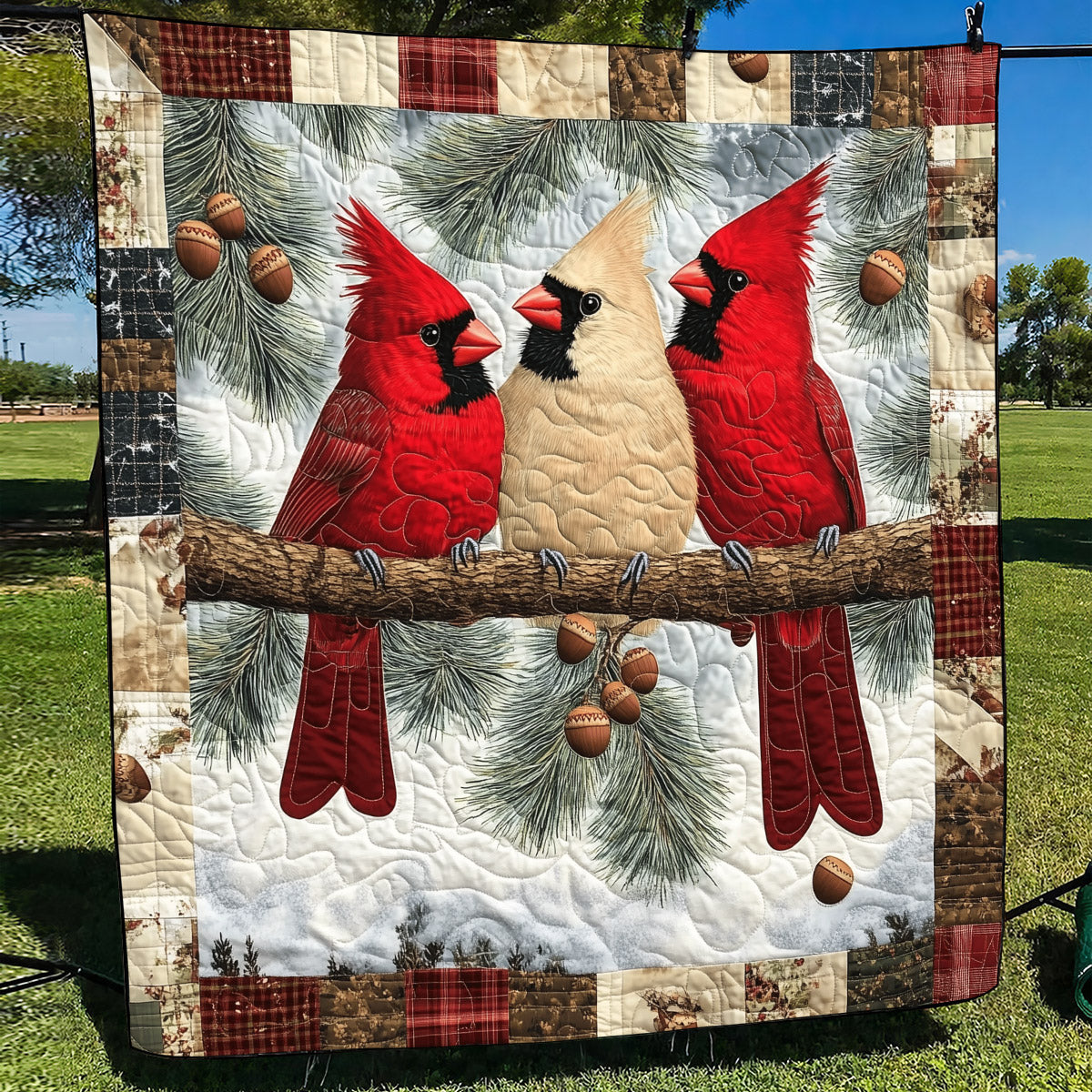 Majestic Cardinals Quilted Blanket Unique Cardinal Bird Gifts