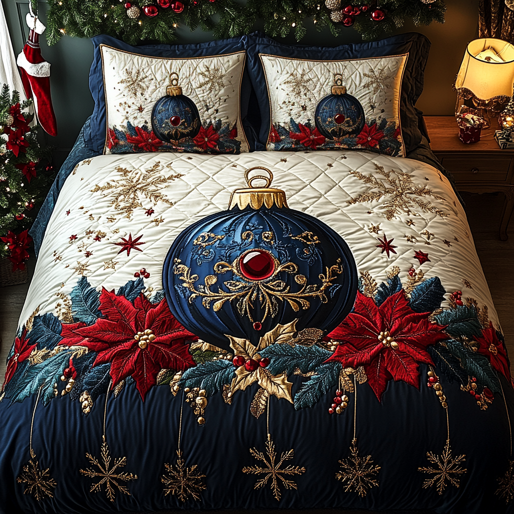 Majestic Christmas Glow Quilted Bedding Set Best Bedding Sets Best Father's Day Gifts For Dad