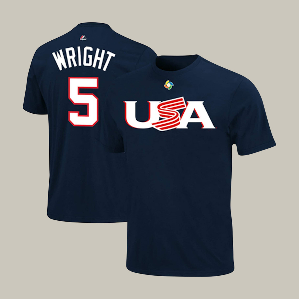 Majestic David Wright USA World Baseball Classic 5 T-Shirt 2026 WBC Clothes Gift For Fans