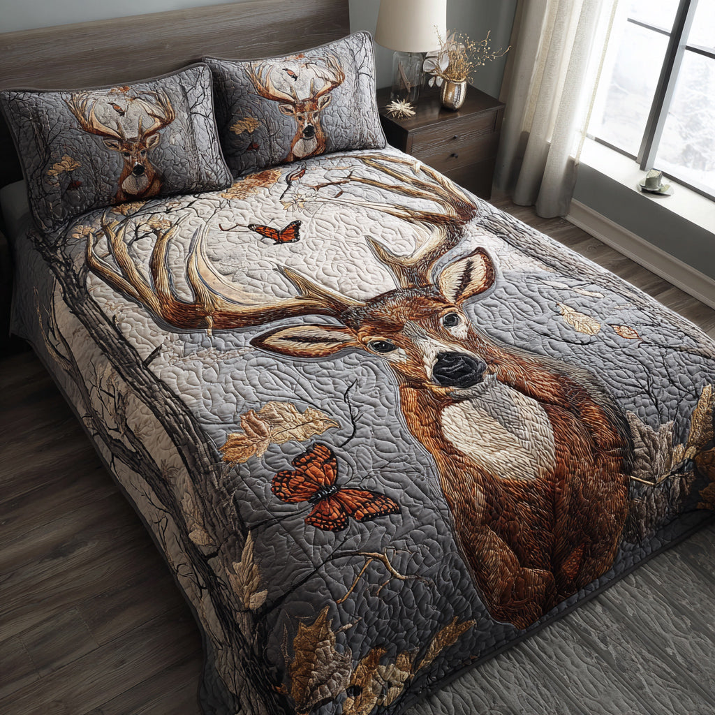 Majestic Deer Camo Quilted Bedding Set Comfy Bedding Set That Adds Style and Warmth
