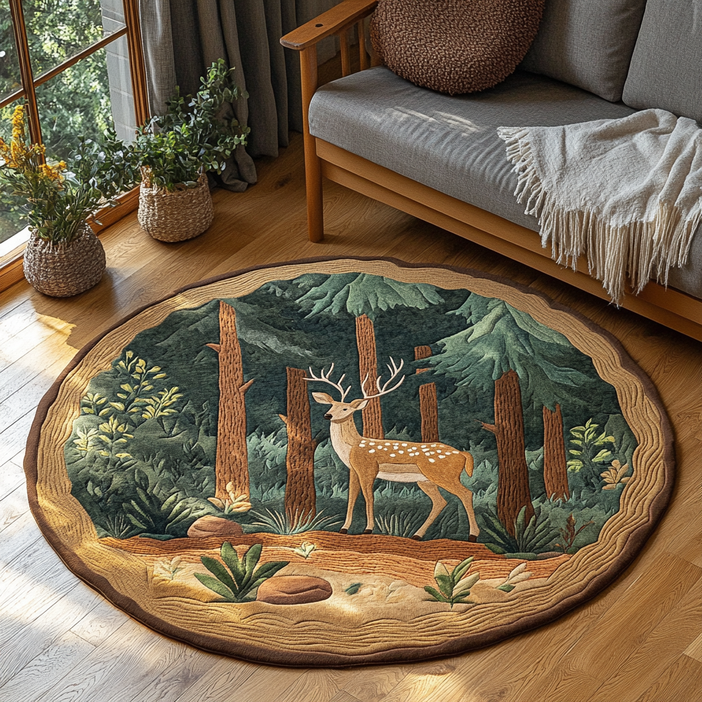 Majestic Deer Quilted Round Mat Foyer Decor Ideas Bird Watcher Christmas Gifts