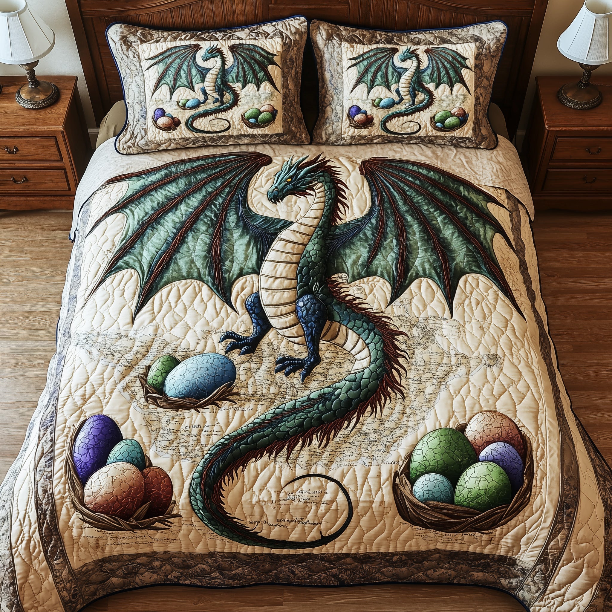 Majestic Dragon Legend Quilted Bedding Set Duvet Cover Merchandise Best Dragon Gifts