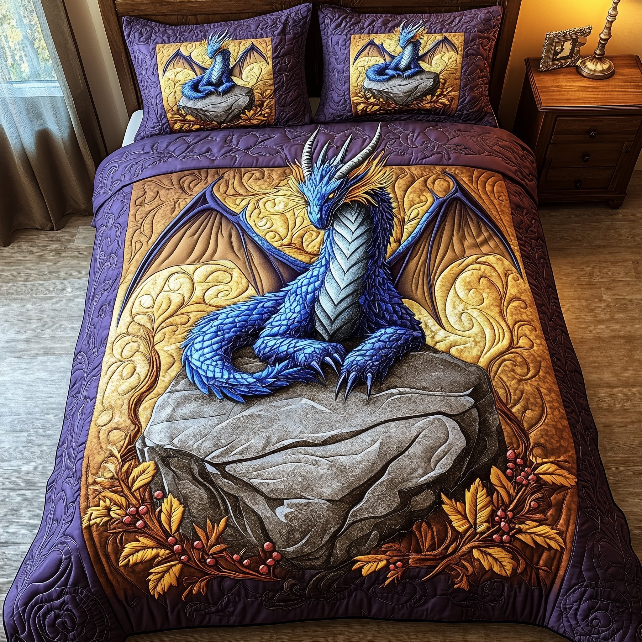 Majestic Dragon Legend Quilted Bedding Set Duvet Cover Merchandise Best Gift For Dragon Lovers