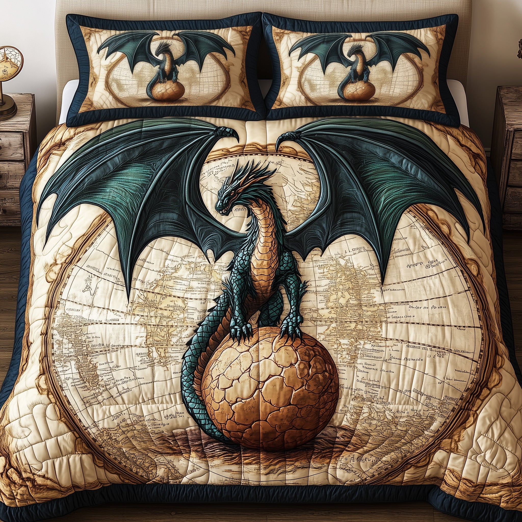 Majestic Dragon Legend Quilted Bedding Set Duvet Cover Merchandise Best Gifts For Dragon Lovers