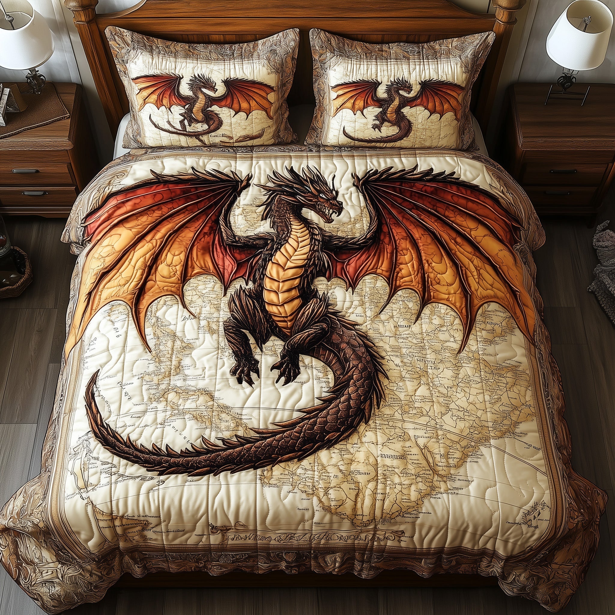 Majestic Dragon Legend Quilted Bedding Set Duvet Cover Merchandise Christmas Gifts For Dragon Lovers