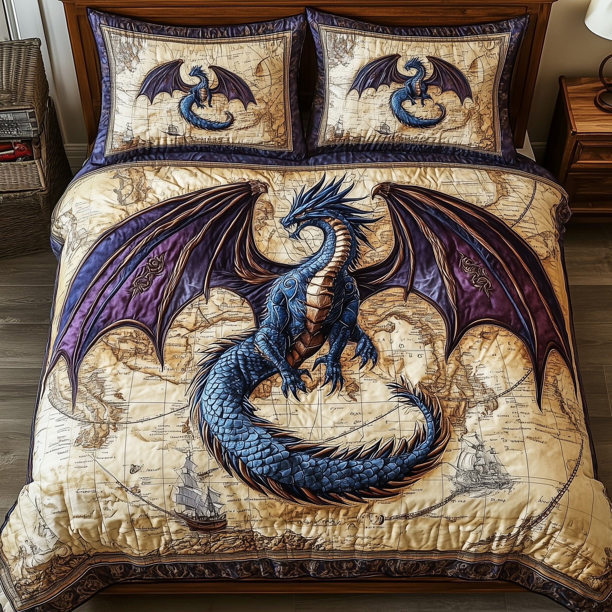 Majestic Dragon Legend Quilted Bedding Set Duvet Cover Merchandise Cute Dragon Stuff