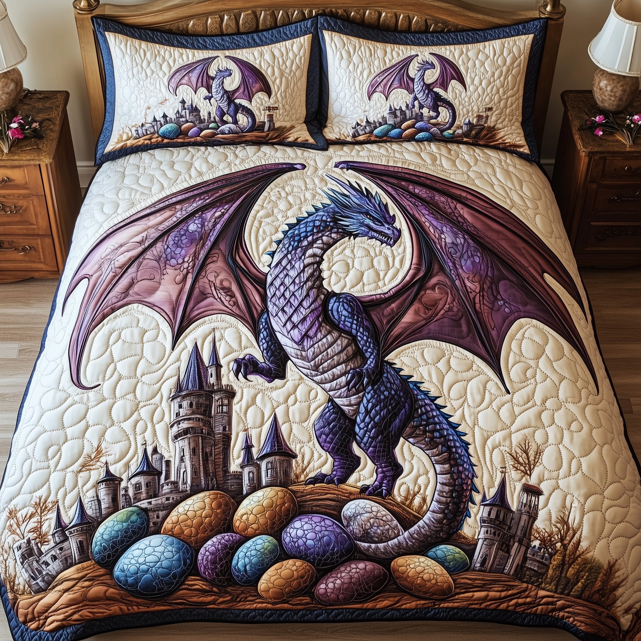Majestic Dragon Legend Quilted Bedding Set Duvet Cover Merchandise Dragon Presents