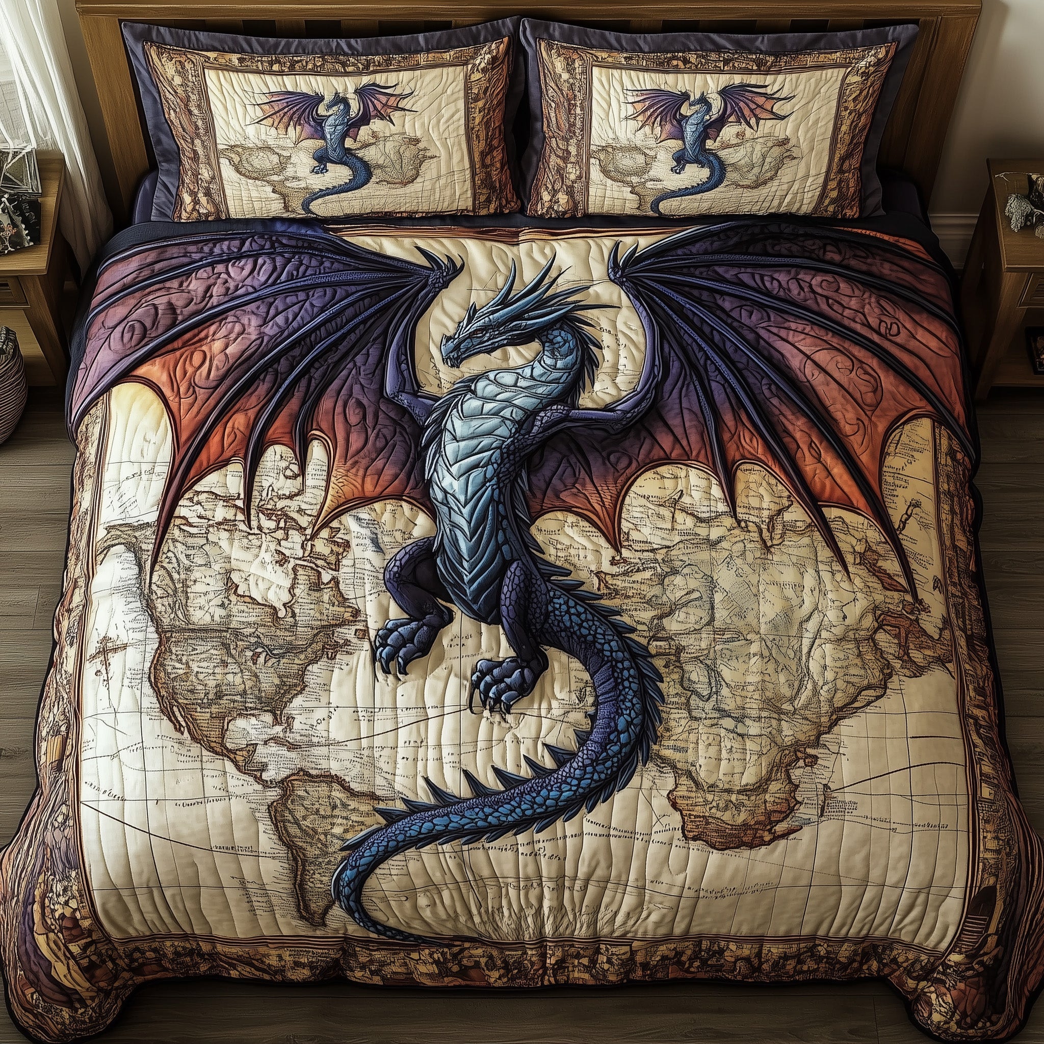 Majestic Dragon Legend Quilted Bedding Set Duvet Cover Merchandise Dragon Themed Presents