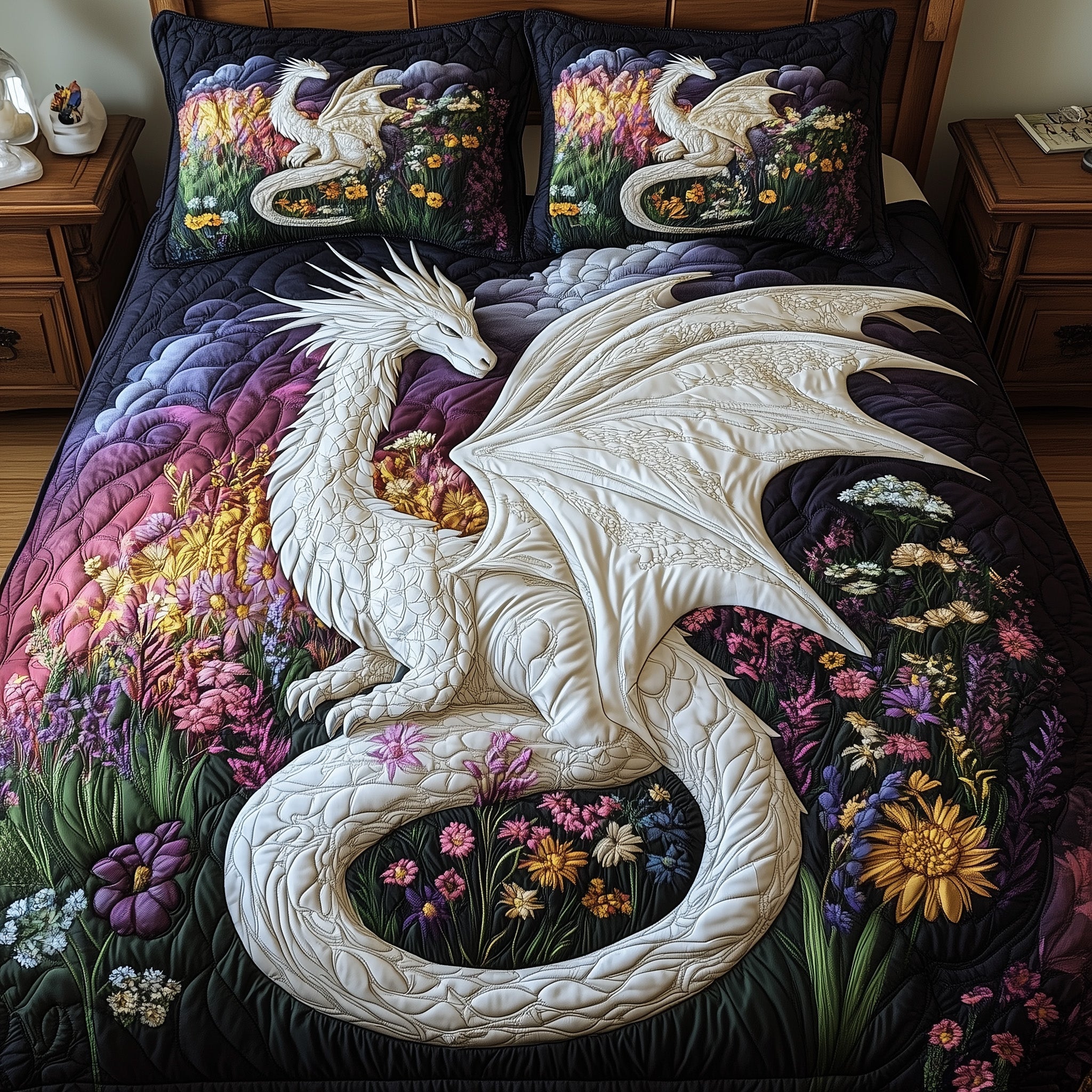 Majestic Dragon Legend Quilted Bedding Set Duvet Cover Merchandise Great Dragon Lover Gifts
