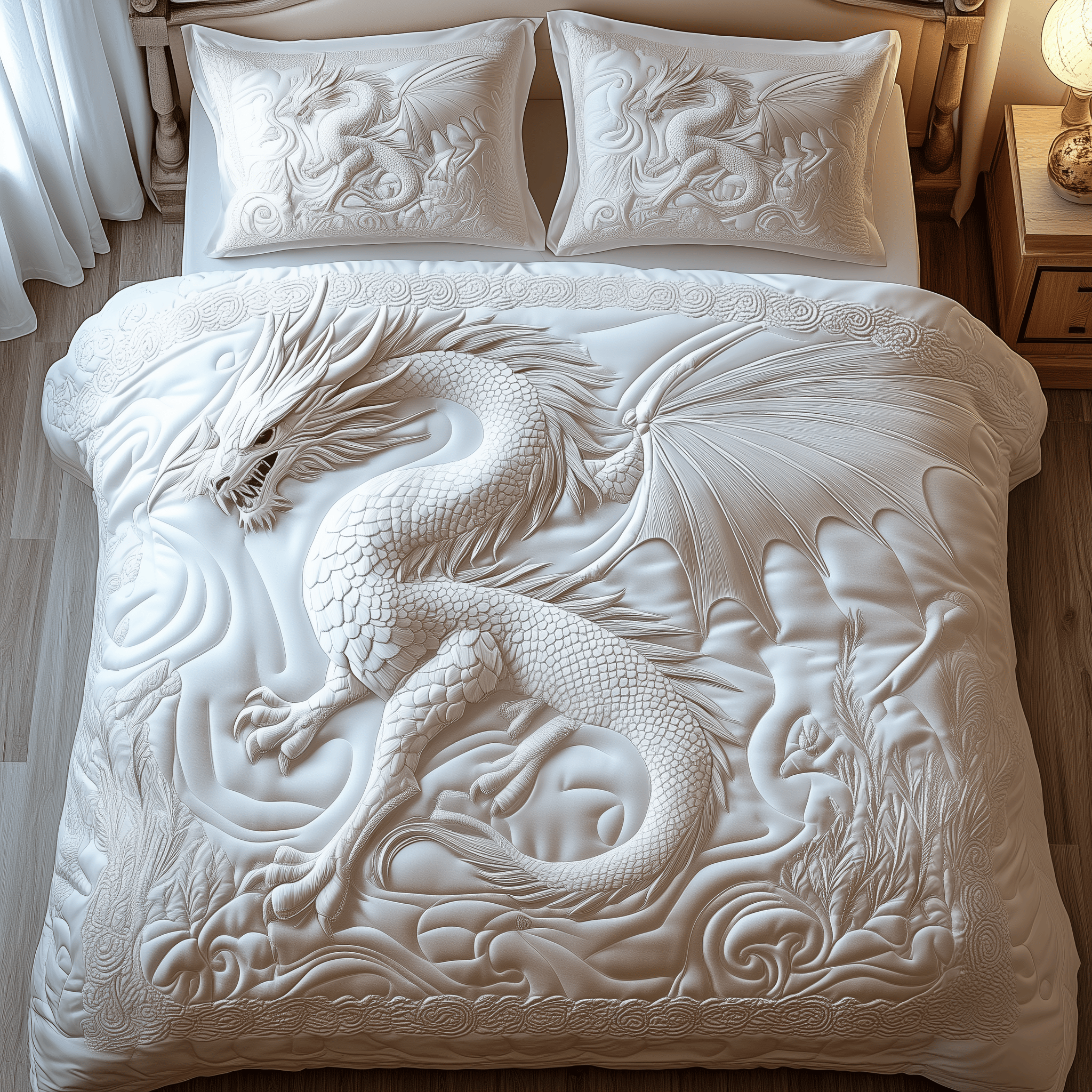 Majestic Dragon Quilted Bedding Set Christmas Bedding Set Christmas Gift Ideas For Couples