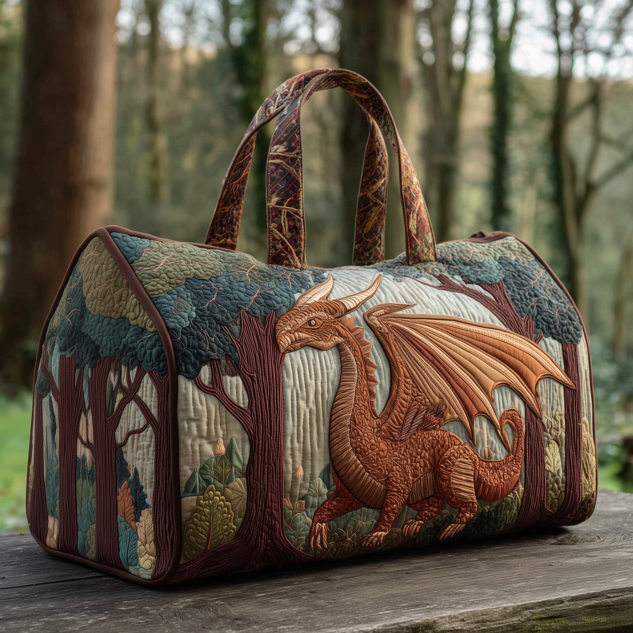 Majestic Dragon Quilted Duffle Bag Compact And Spacious