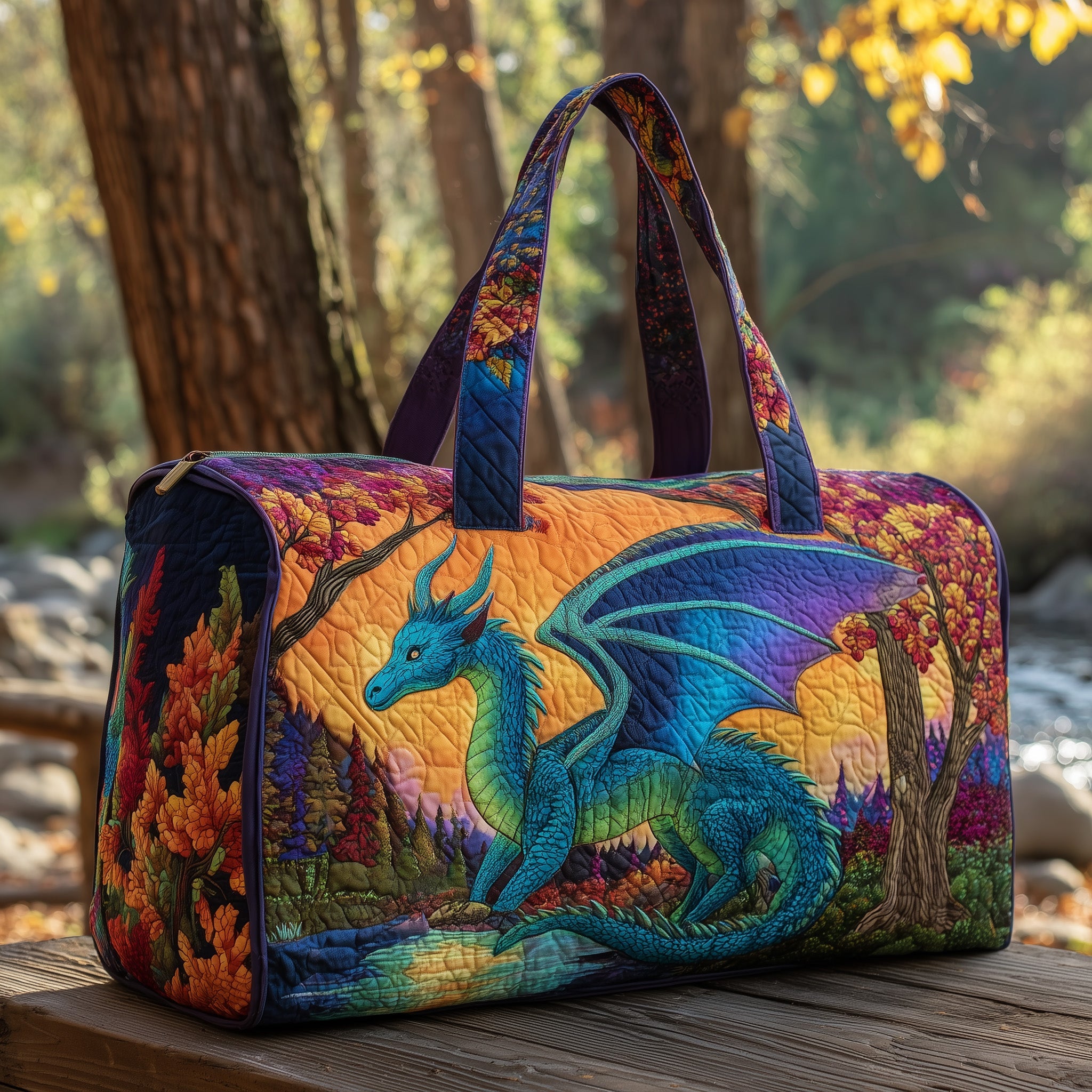 Majestic Dragon Quilted Duffle Bag For Carry On Use