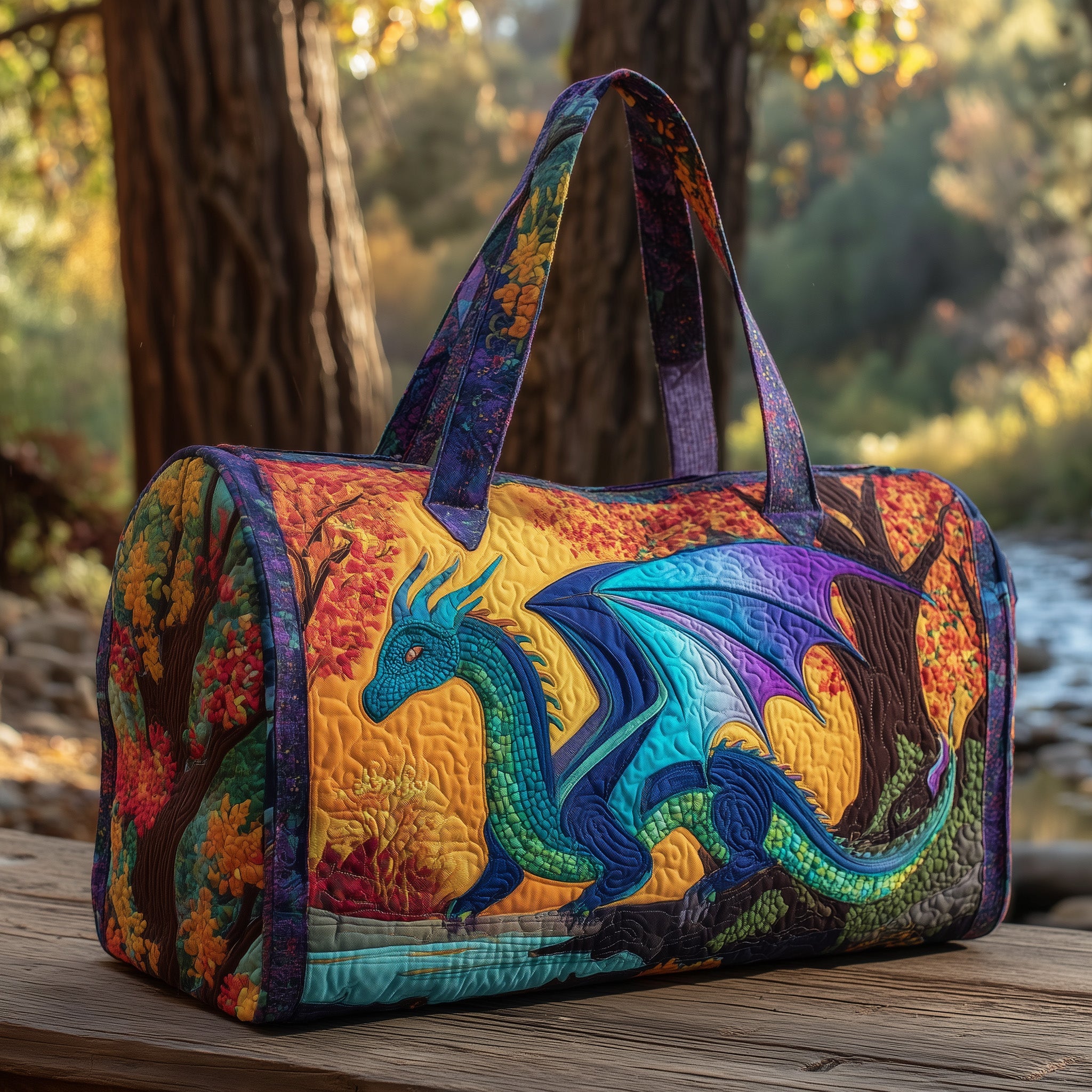 Majestic Dragon Quilted Duffle Bag For Daily Commute