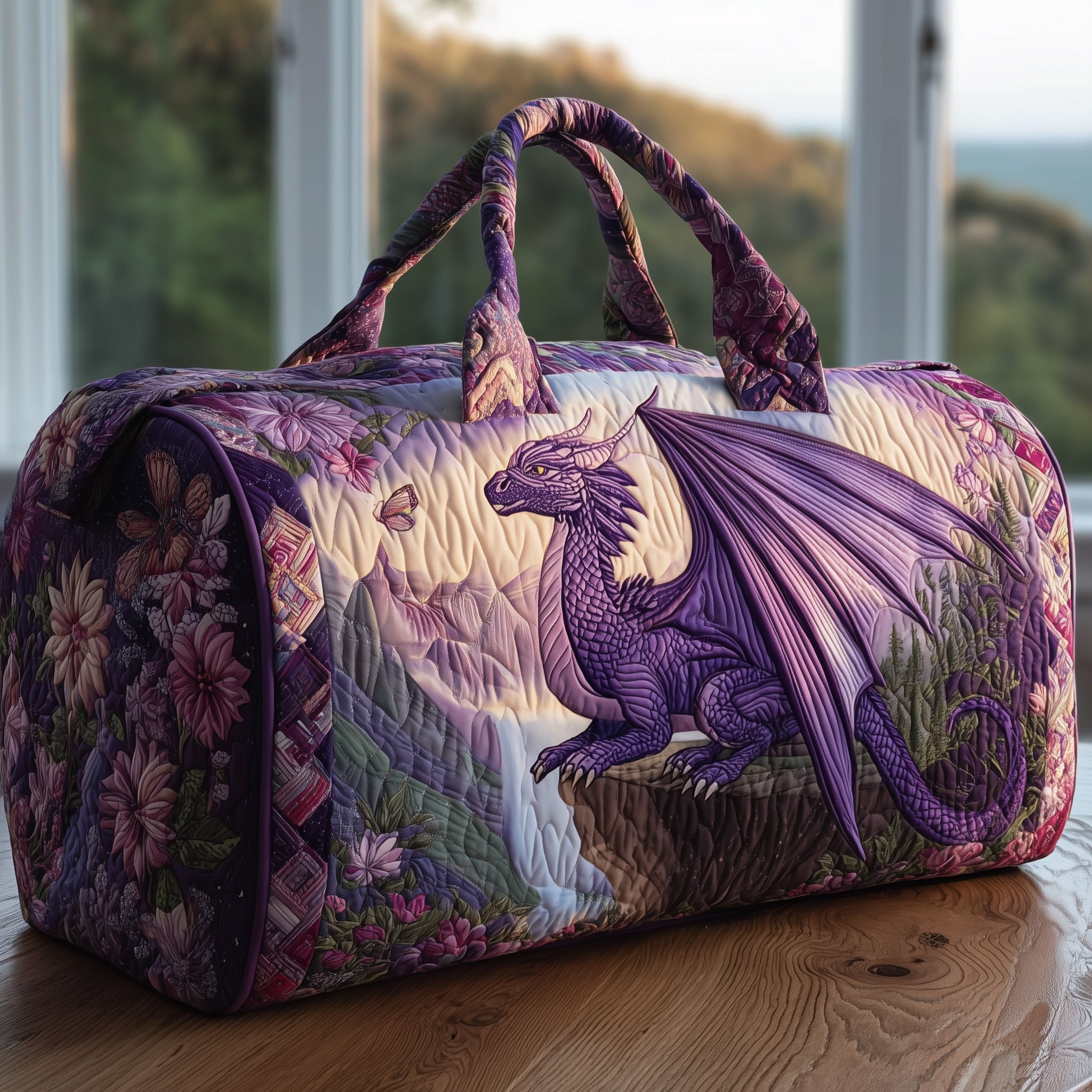 Majestic Dragon Quilted Dufle Bag Father's Day Gift Idea