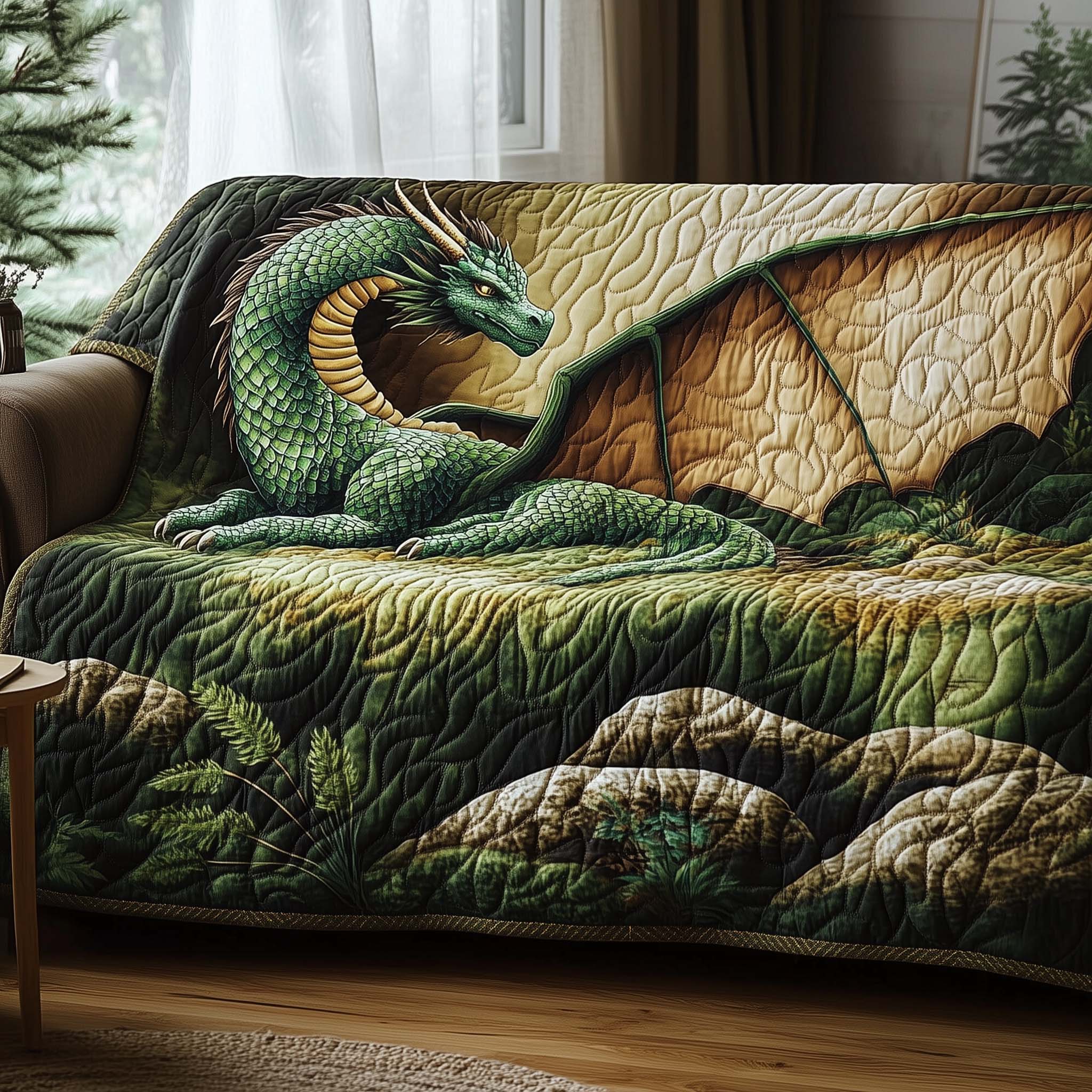 Majestic Dragon Quilted Sofa Cover Dragon Anti-Slip Feature Best Gifts For Majestic Lovers