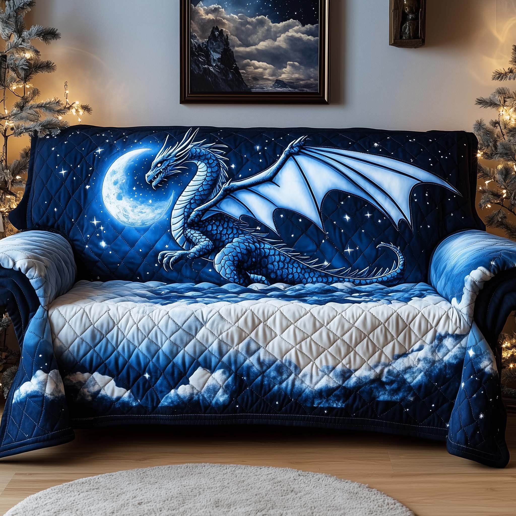 Majestic Dragon Quilted Sofa Cover Dragon Themed Sofa Best Gifts For Majestic Lovers