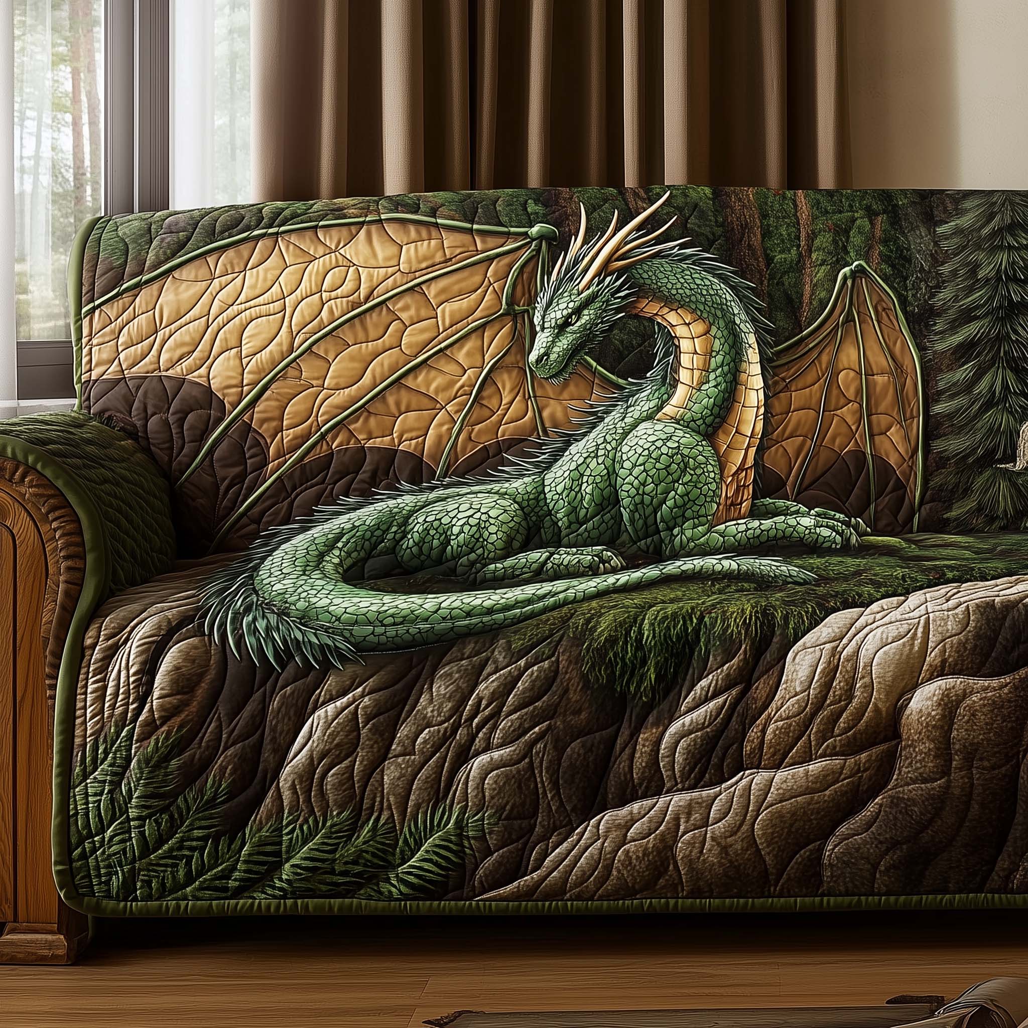 Majestic Dragon Quilted Sofa Cover Legendary Art Cover Great Dragon Lover Gifts