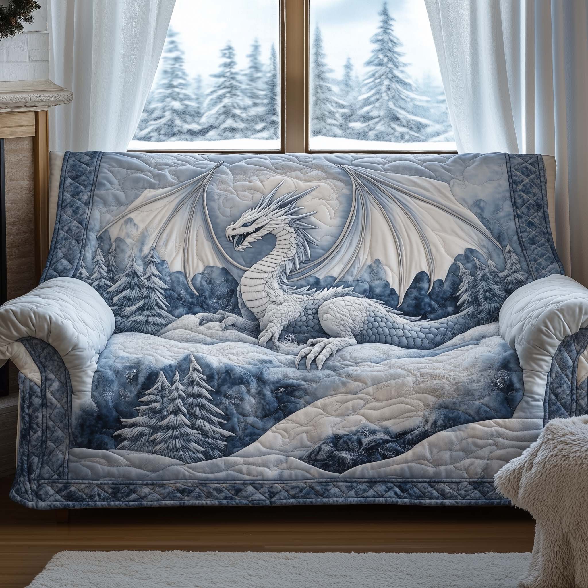 Majestic Dragon Quilted Sofa Cover Powerful Mythical Creature Great Dragon Lover Gifts