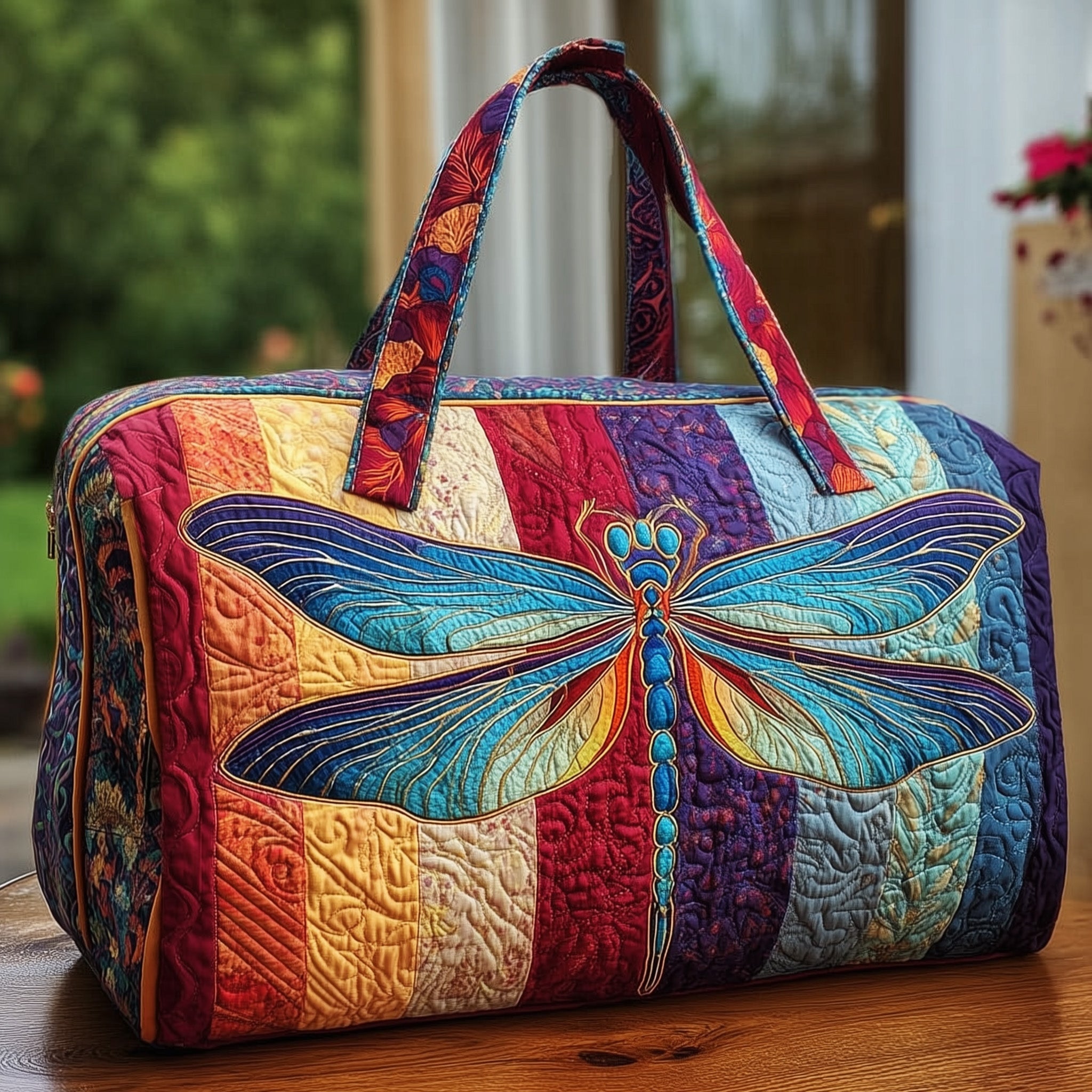 Majestic Dragonfly Quilted Duffle Bag Easter Gift Idea