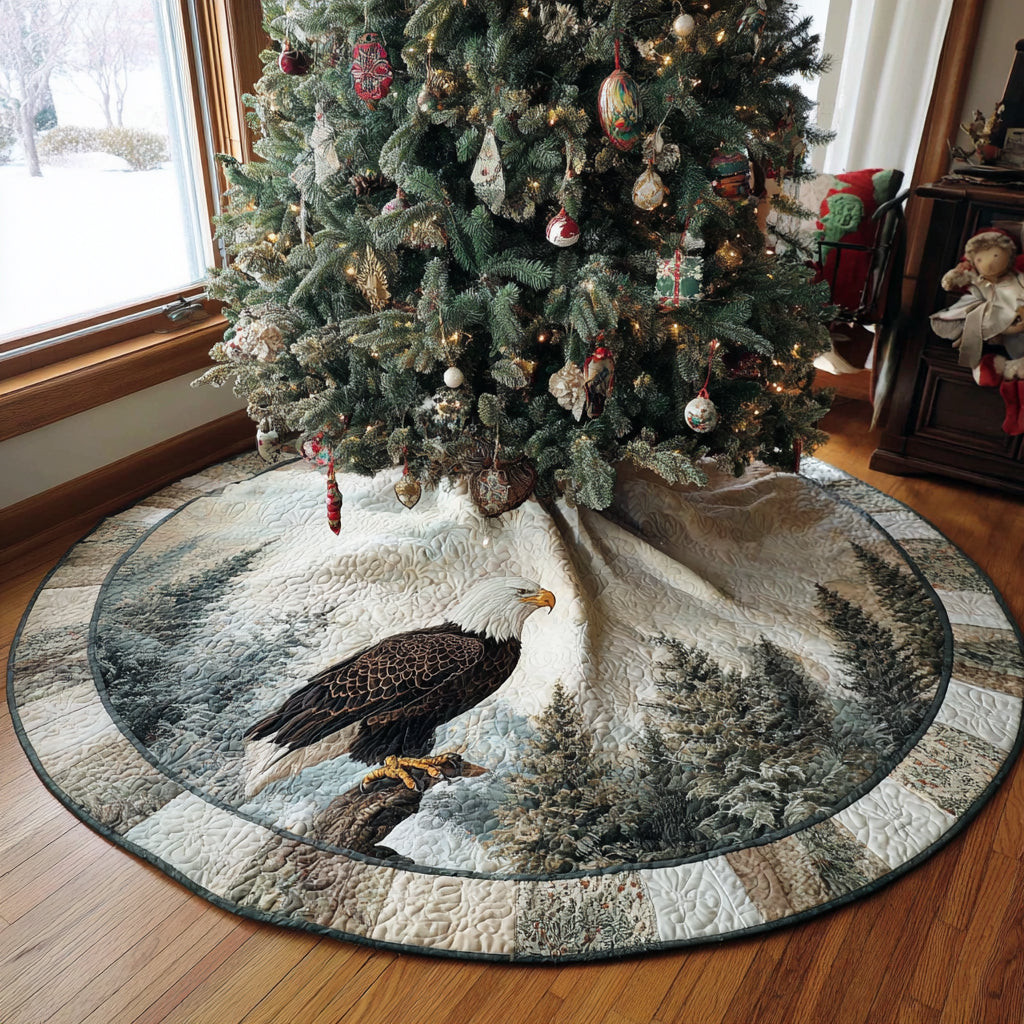 Majestic Eagle Christmas Quilted Tree Skirt Animal Themed Eagle Lover Christmas Gifts