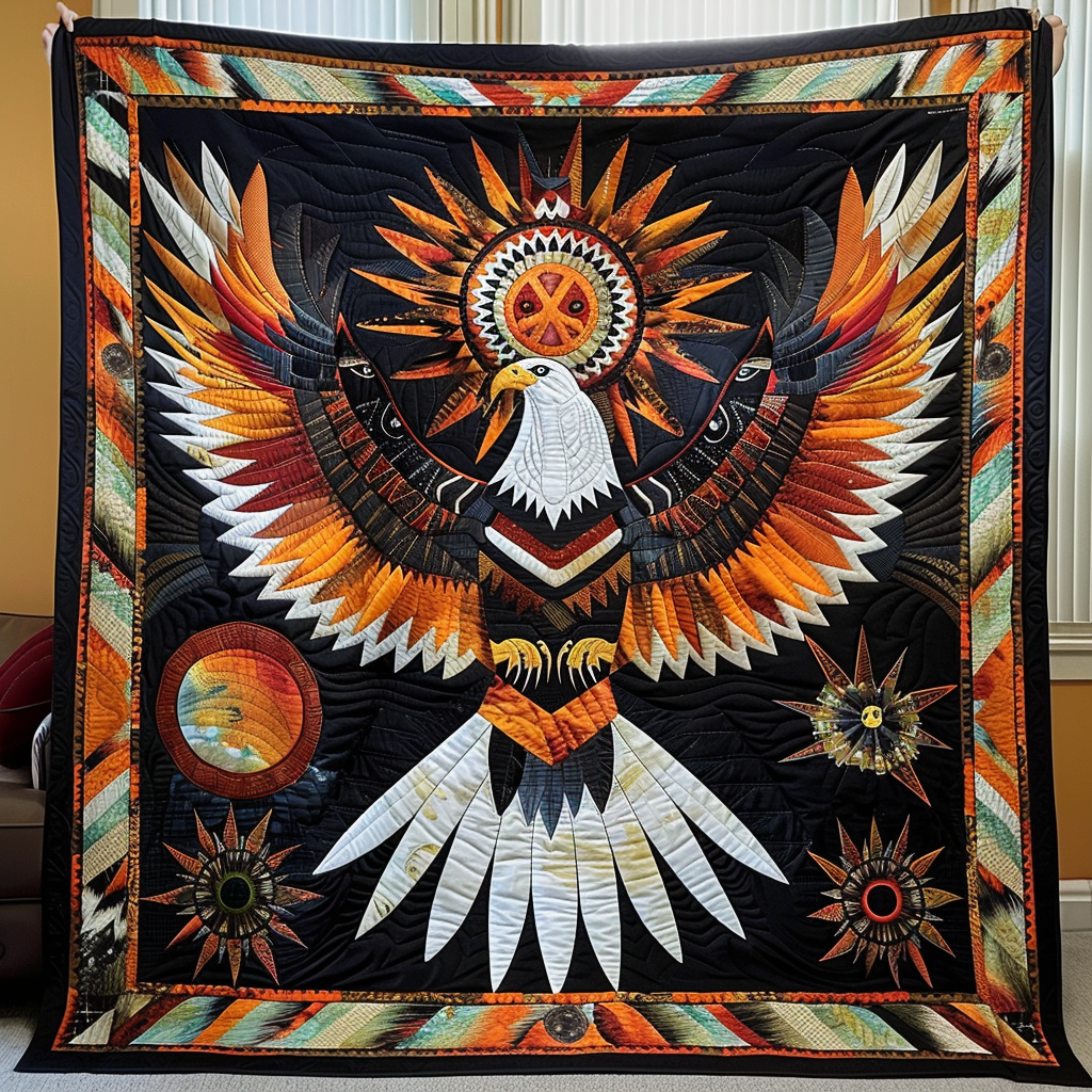 Majestic Eagle Heritage Quilted Blanket Patriotic Gifts For Himt
