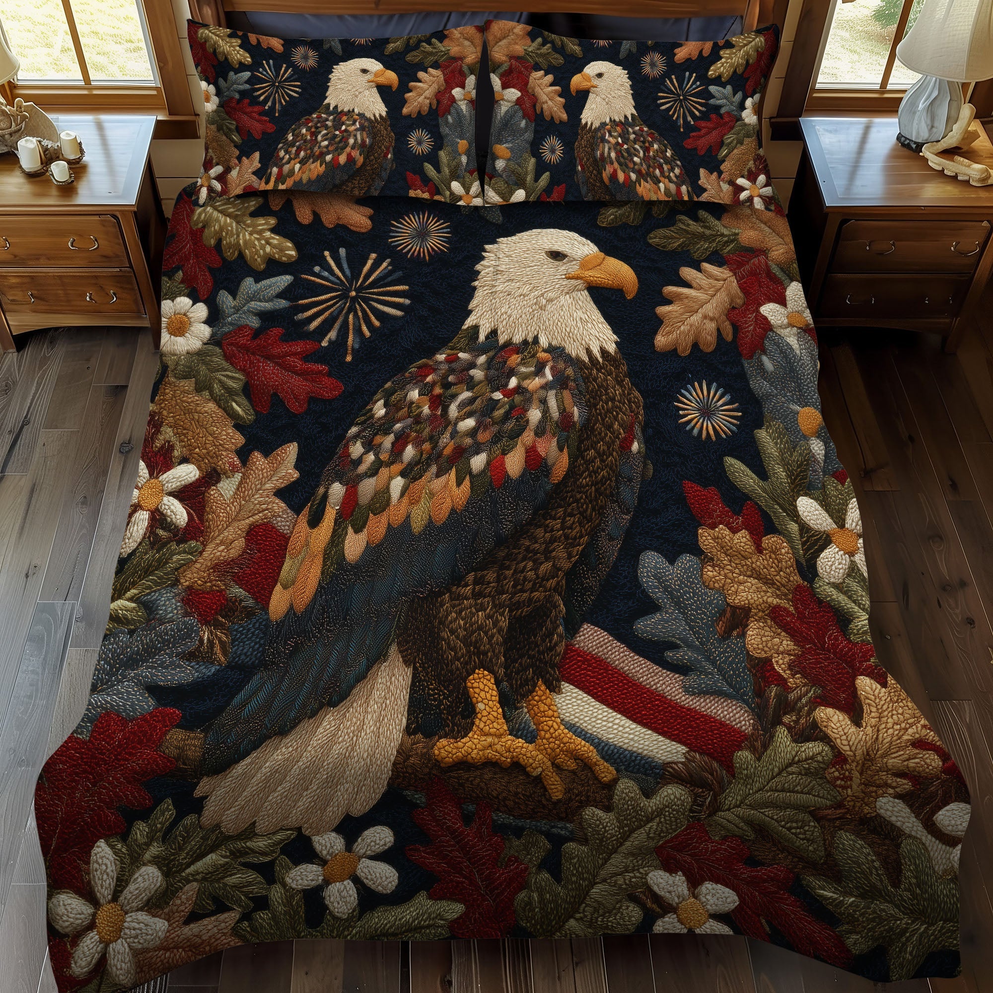 Majestic Eagle Quilted Bedding Set Best Bed Sheet Set Patriotic Eagle Gifts For Men
