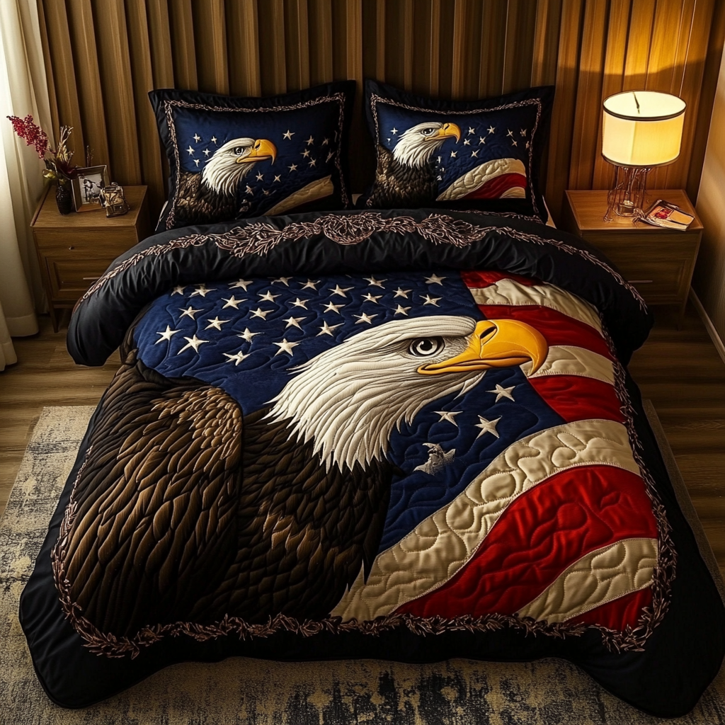 Majestic Eagle Quilted Bedding Set Best Comforter Sets Patriotic Unique Eagle Gifts