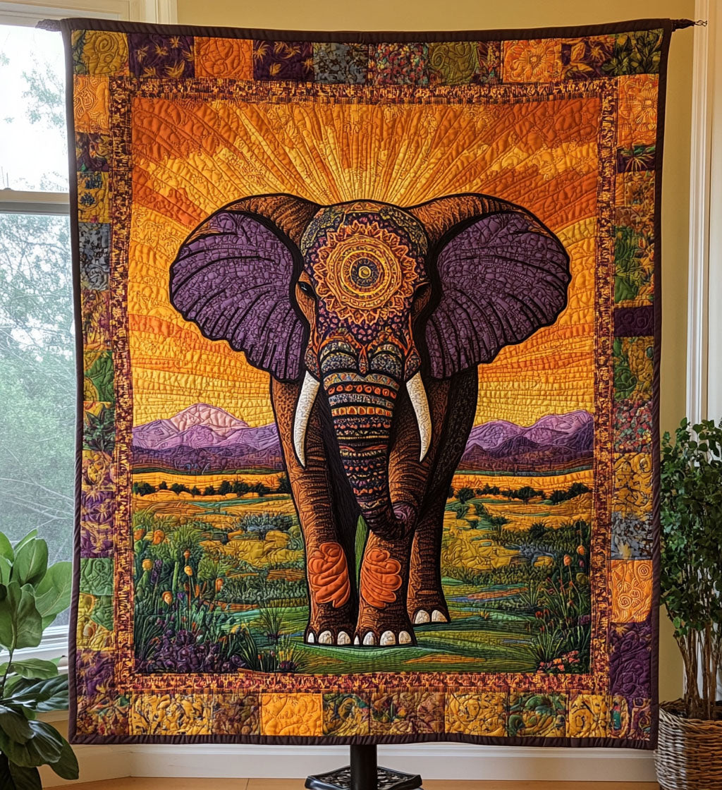 Majestic Elephant Journey Quilted Blanket Unique Elephant Gifts