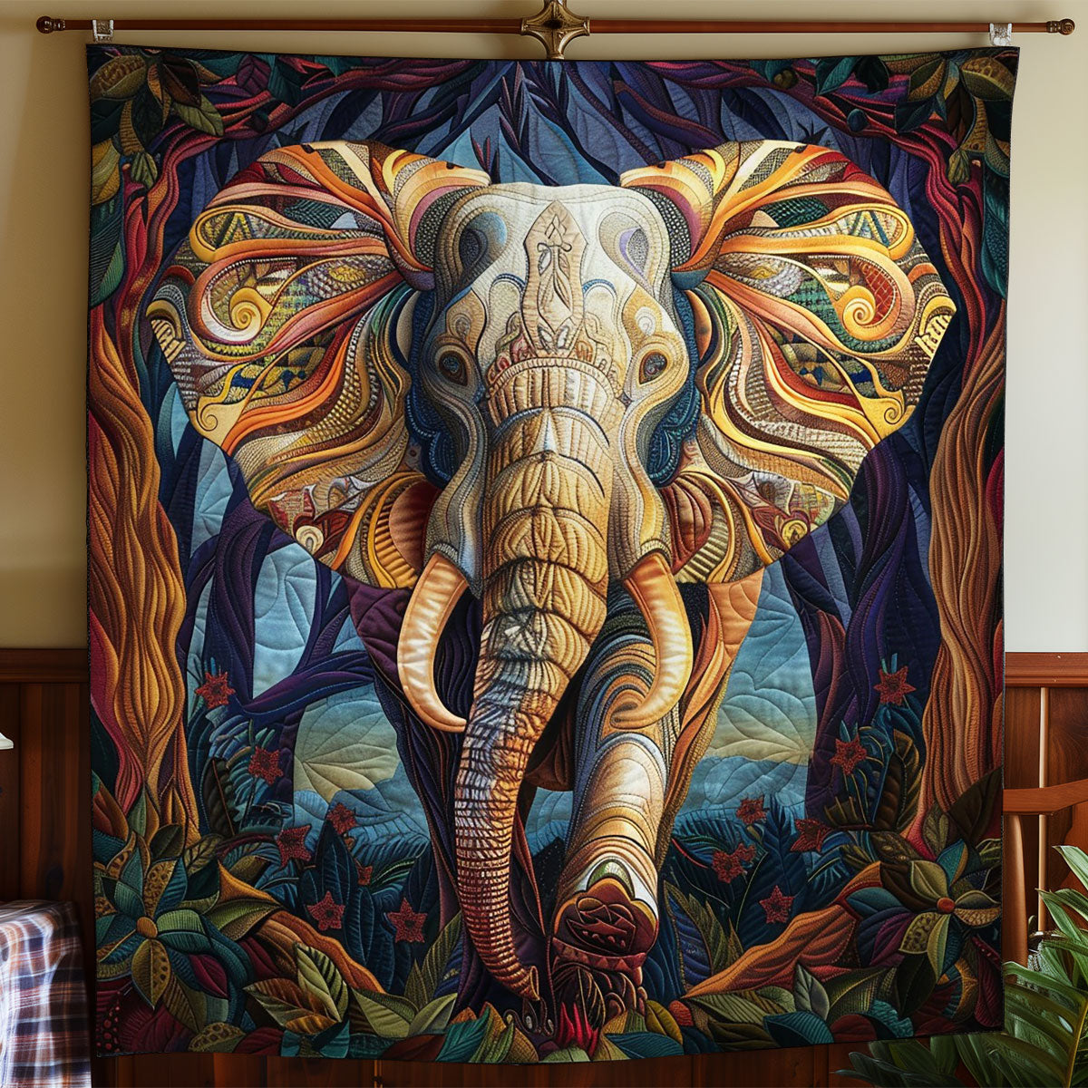 Majestic Elephant Quilt Blanket King Size Blanket Cute Gift For Elephant Lovers