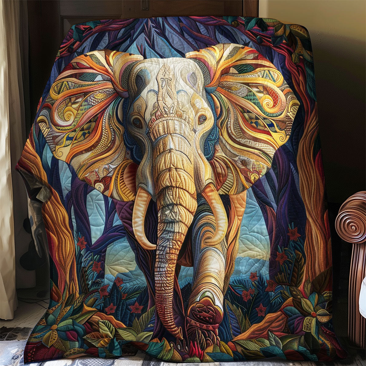 Majestic Elephant Quilt Blanket King Size Blanket Cute Gift For Elephant Lovers
