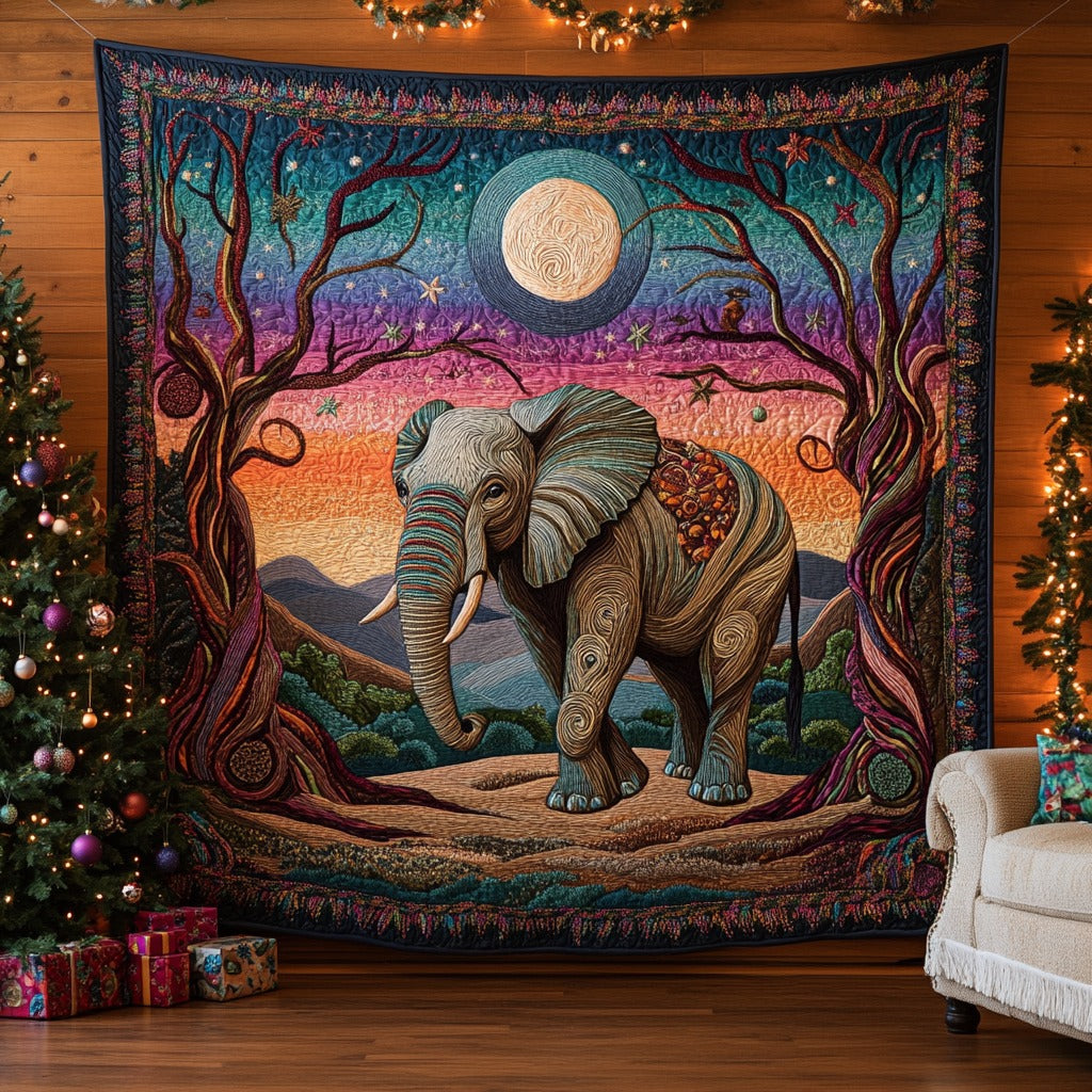 Majestic Elephant Quilt Luxury Quilt Blanket with Decorative Stitching