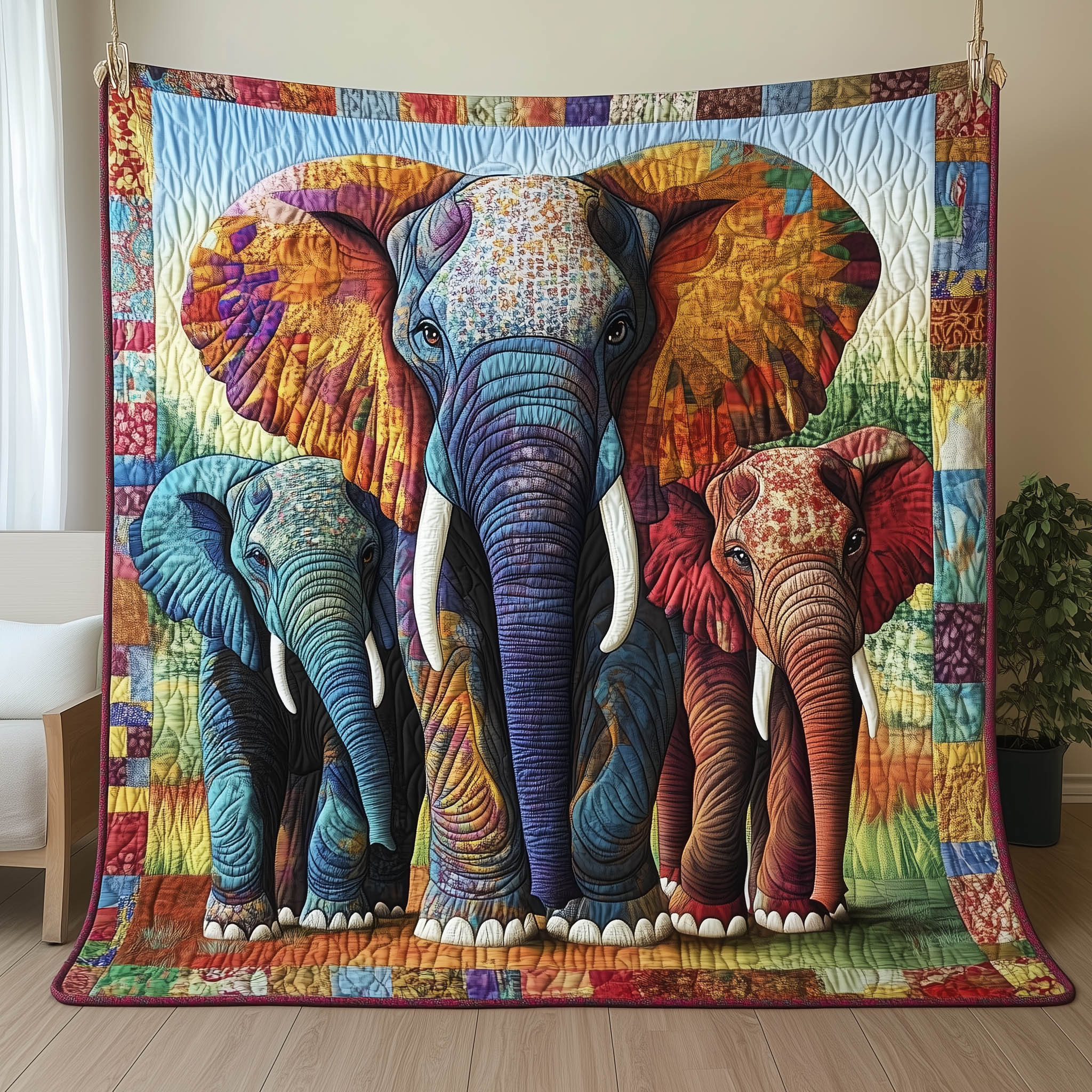 Majestic Elephant Quilted Blanket Bedroom Decoration Items Best Gift For Dad