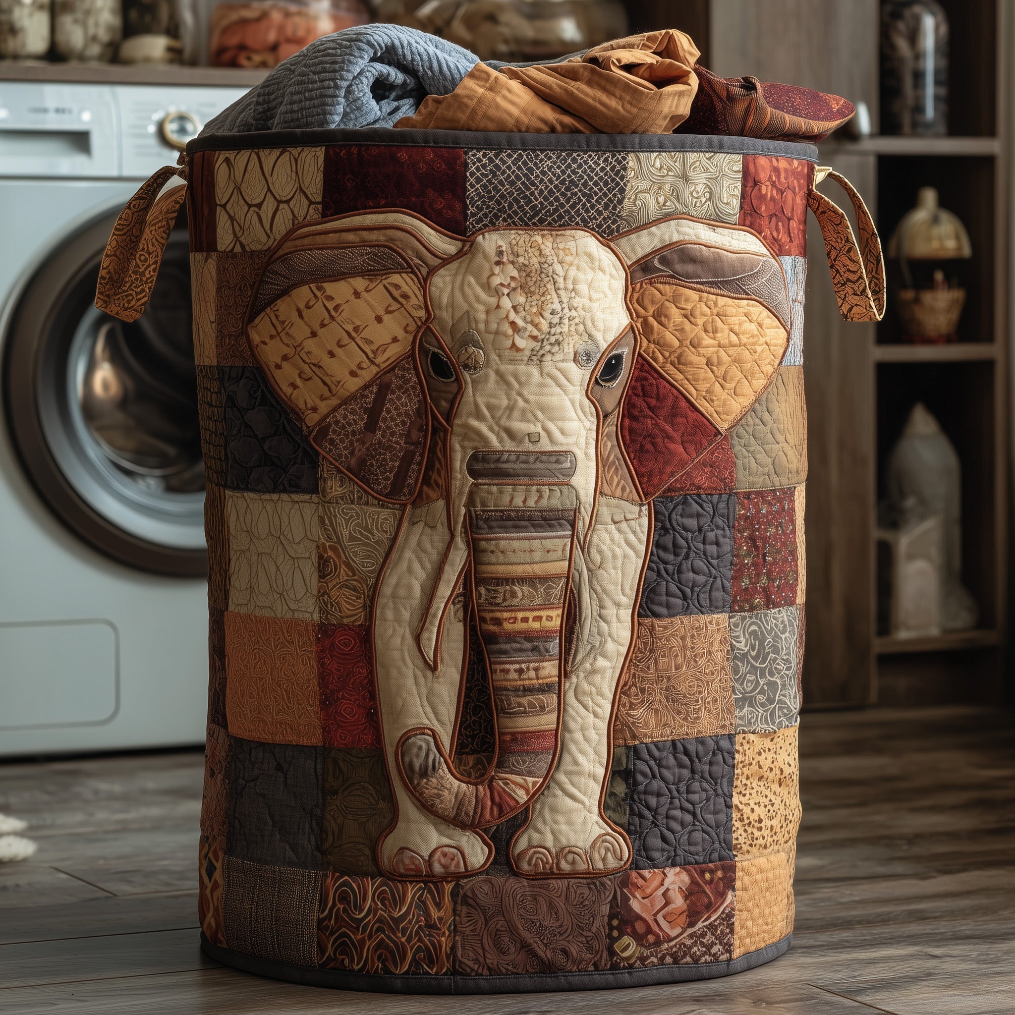 Majestic Elephant Quilted Laundry Basket Fabric Clothes Basket Cute Gift For Her