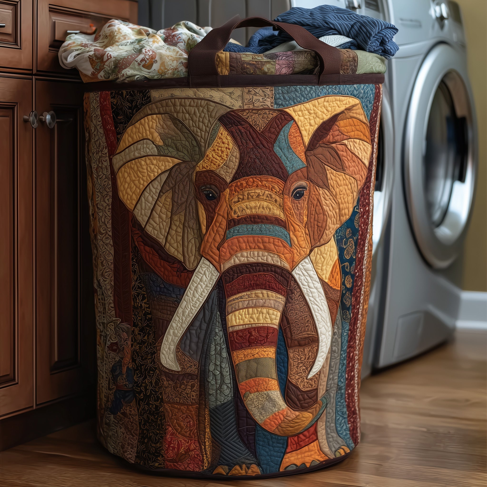 Majestic Elephant Quilted Laundry Basket Fabric Clothes Basket Lovely Gift For Her