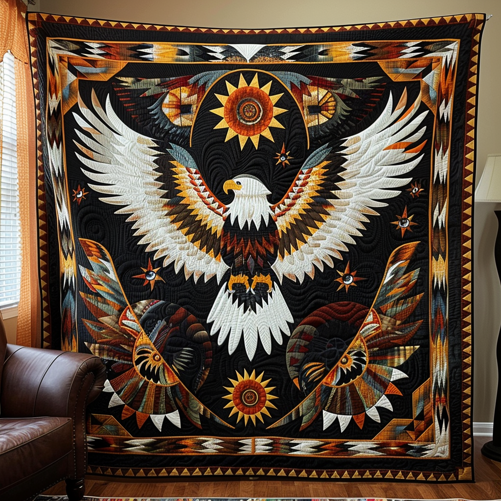 Majestic Feather Quilted Blanket Patriotic Gifts For Himt