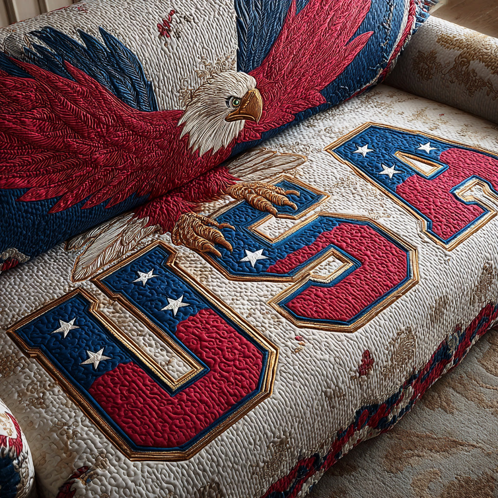 Majestic Flight Quilted Sofa Cover Indoor Decor Unique Patriotic Gifts