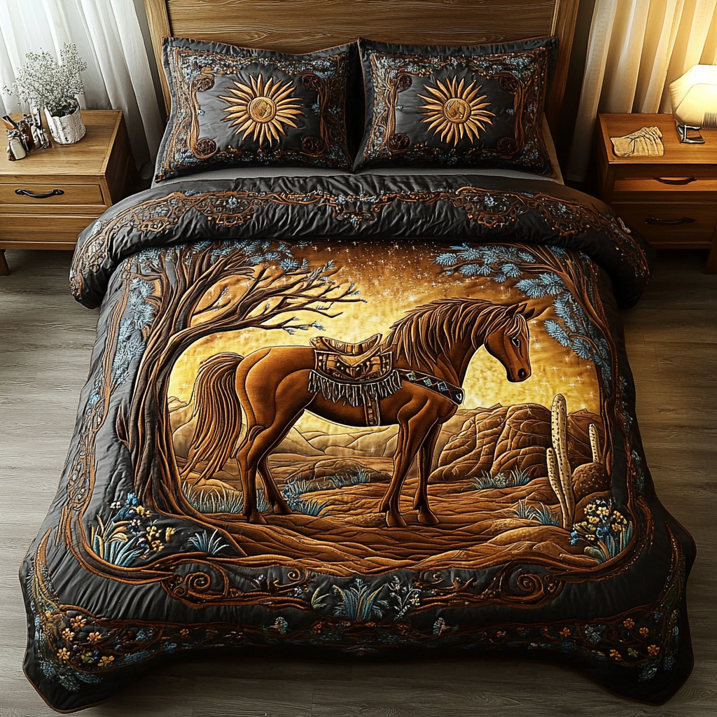 Majestic Gallop Quilted Bedding Set Bed Decor Ideas Practical Gifts For Horse Owners