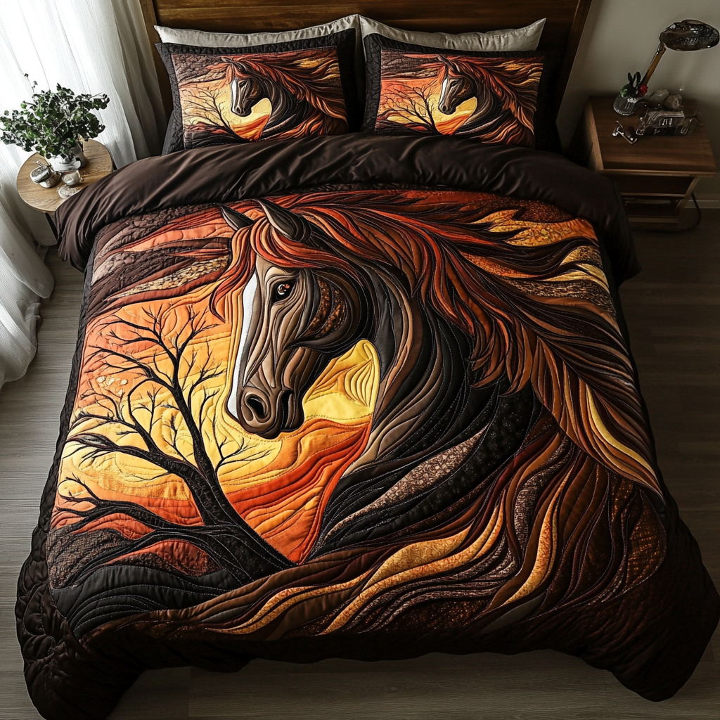 Majestic Gallop Quilted Bedding Set Best Bed Sheet Set Cute Horse Gifts
