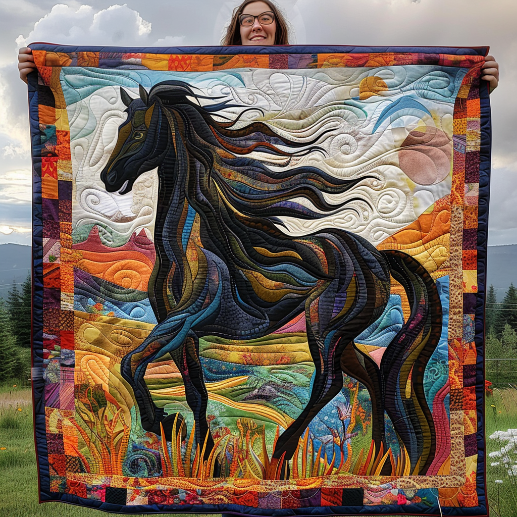Majestic Gallop Quilted Blanket Christmas Presents For Horse Lovers
